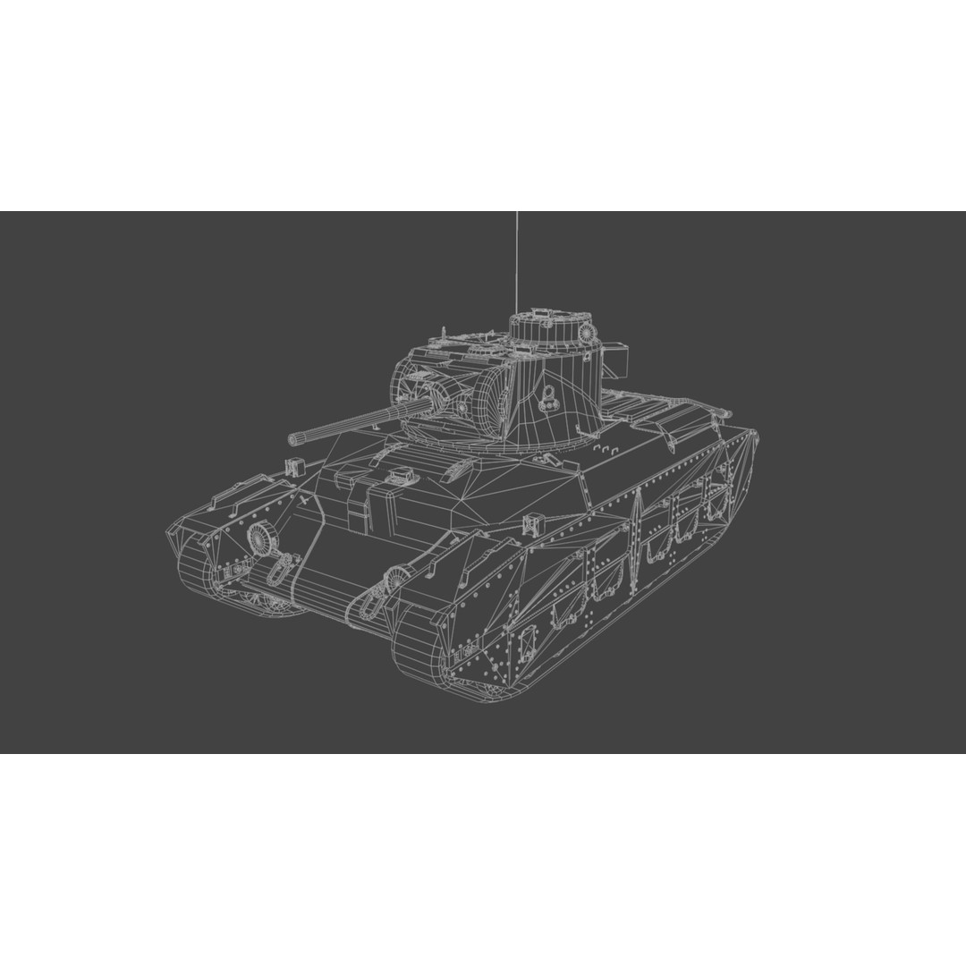 Matilda II Infantry Tank 3D Model – Low Poly PBR Game Asset, FBX, Blender - View 9
