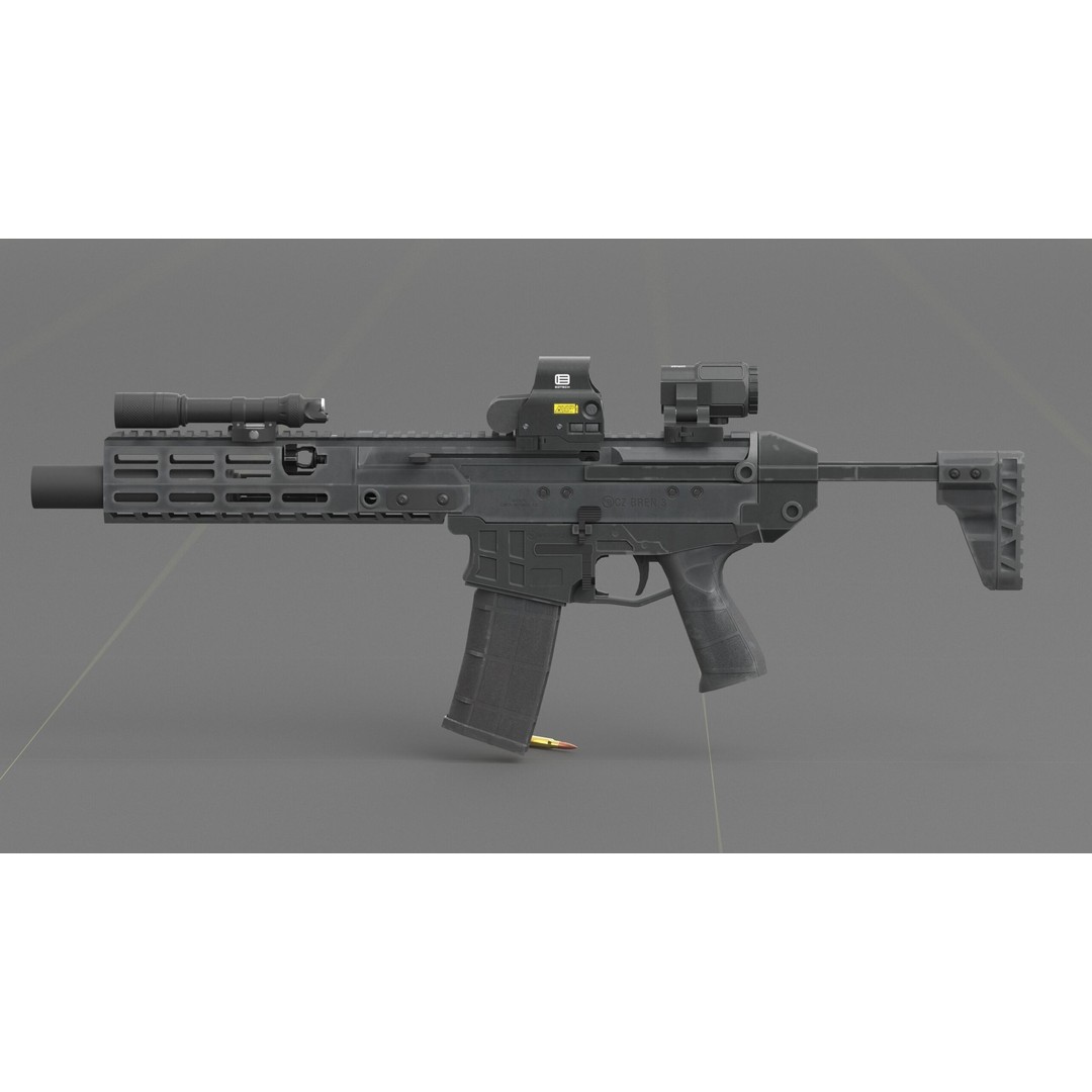 CZ Bren 3 3D Model – Low Poly Military Rifle, FBX, Game Ready