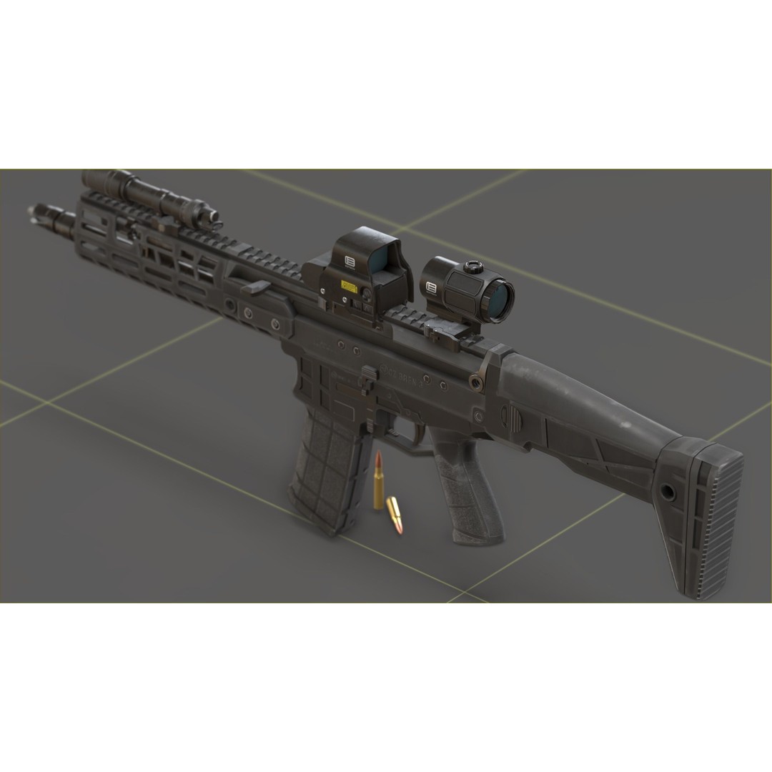 CZ Bren 3 3D Model – Low Poly Military Rifle, FBX, Game Ready - View 10