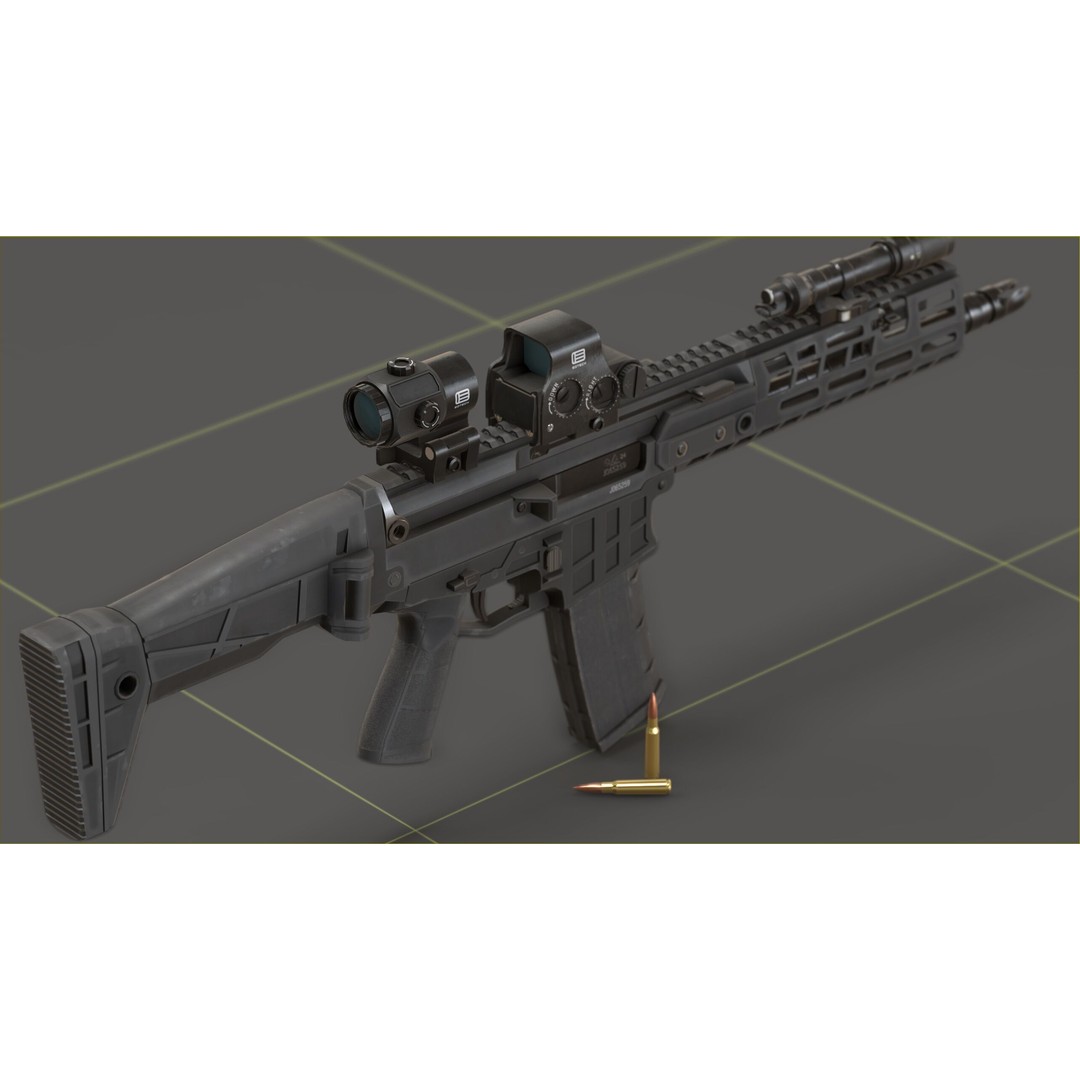 CZ Bren 3 3D Model – Low Poly Military Rifle, FBX, Game Ready - View 14