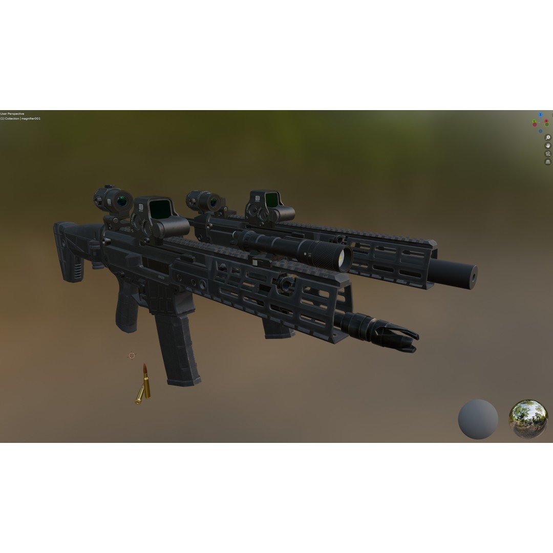 CZ Bren 3 3D Model – Low Poly Military Rifle, FBX, Game Ready - View 3