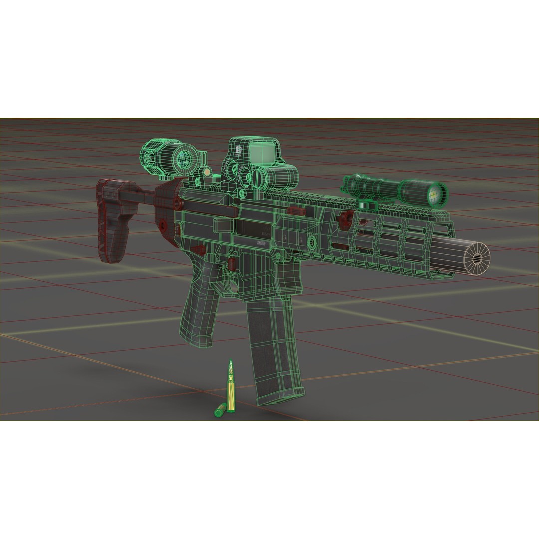 CZ Bren 3 3D Model – Low Poly Military Rifle, FBX, Game Ready - View 32