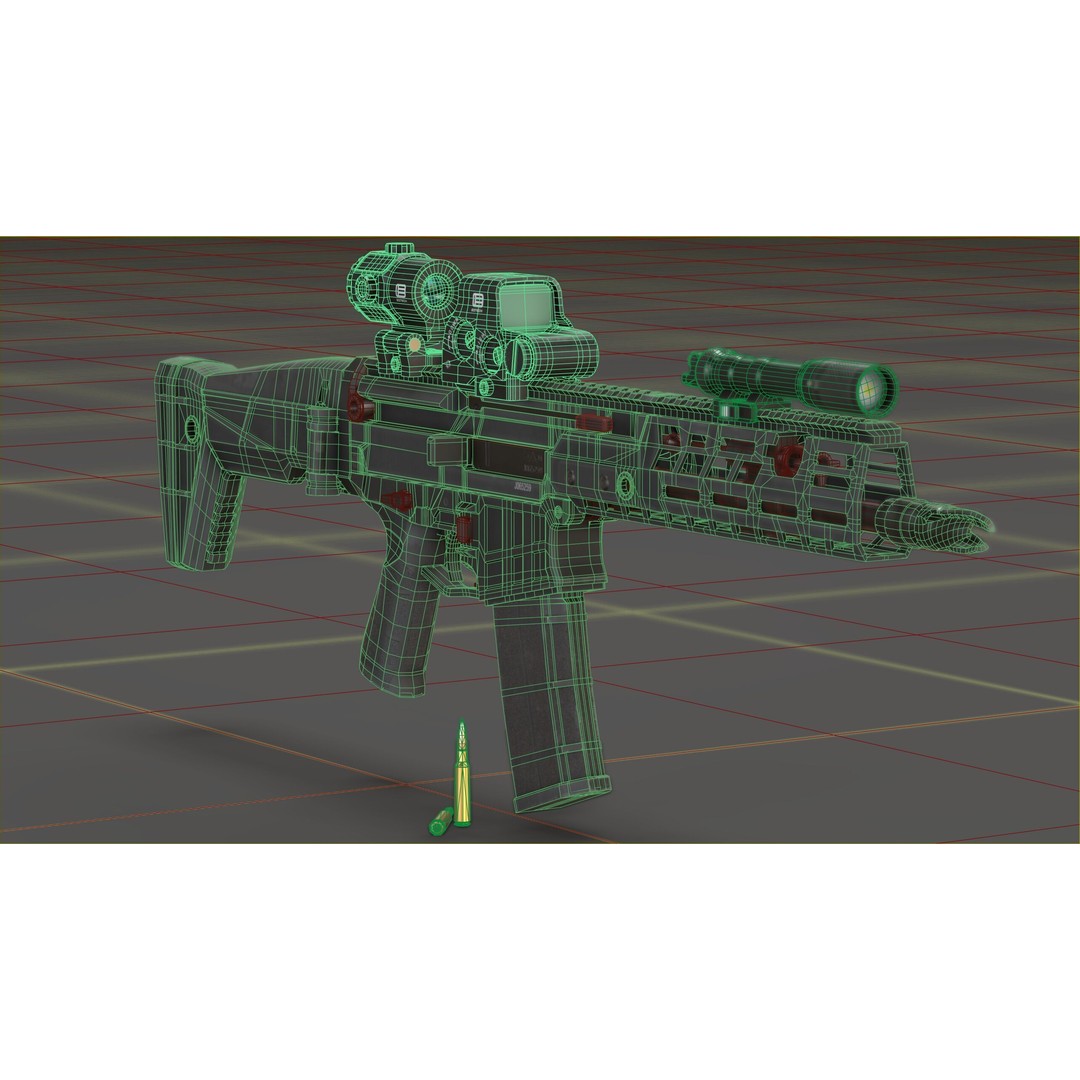 CZ Bren 3 3D Model – Low Poly Military Rifle, FBX, Game Ready - View 33