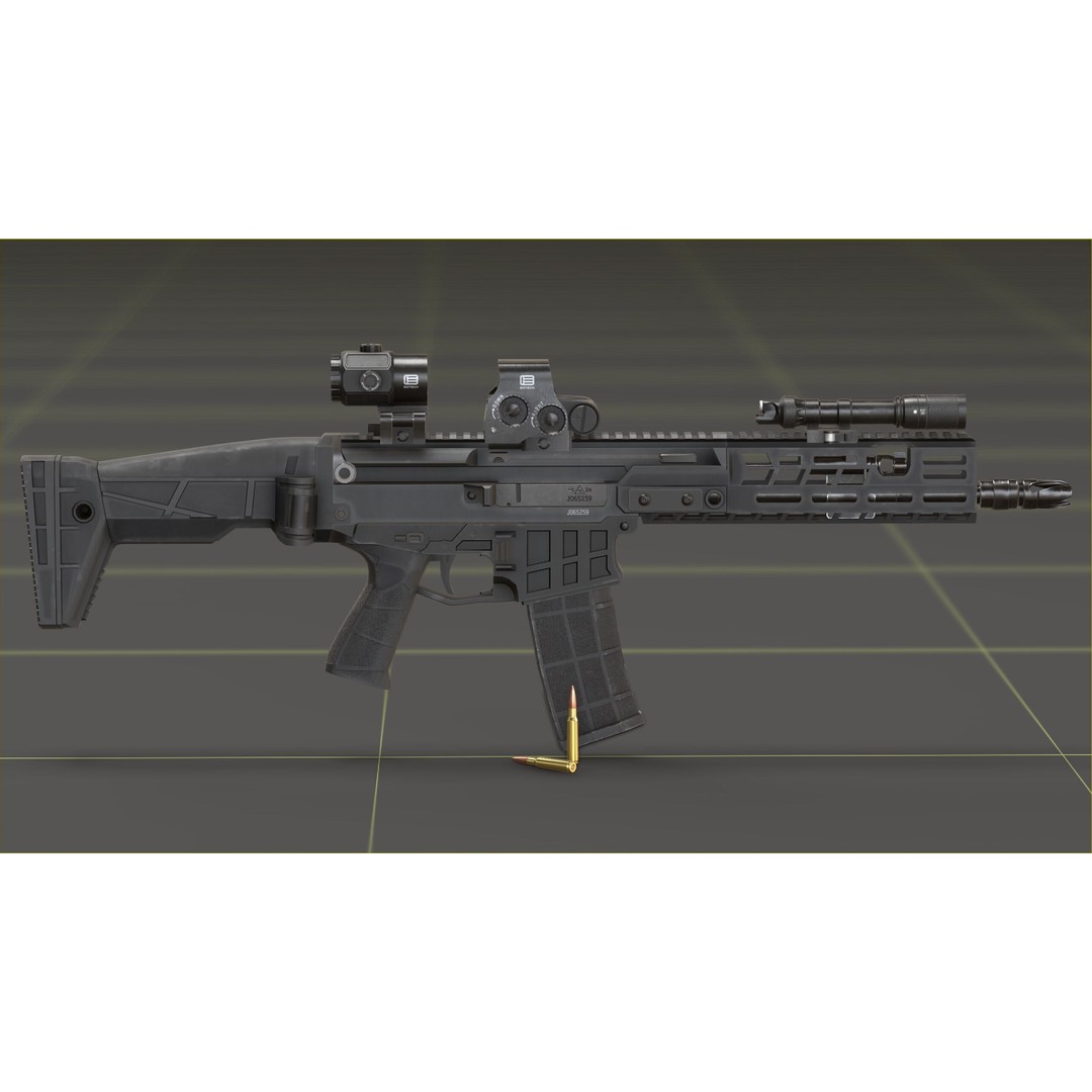 CZ Bren 3 3D Model – Low Poly Military Rifle, FBX, Game Ready - View 34