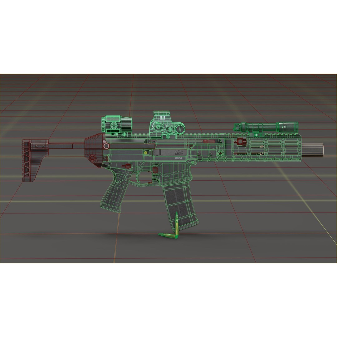 CZ Bren 3 3D Model – Low Poly Military Rifle, FBX, Game Ready - View 36
