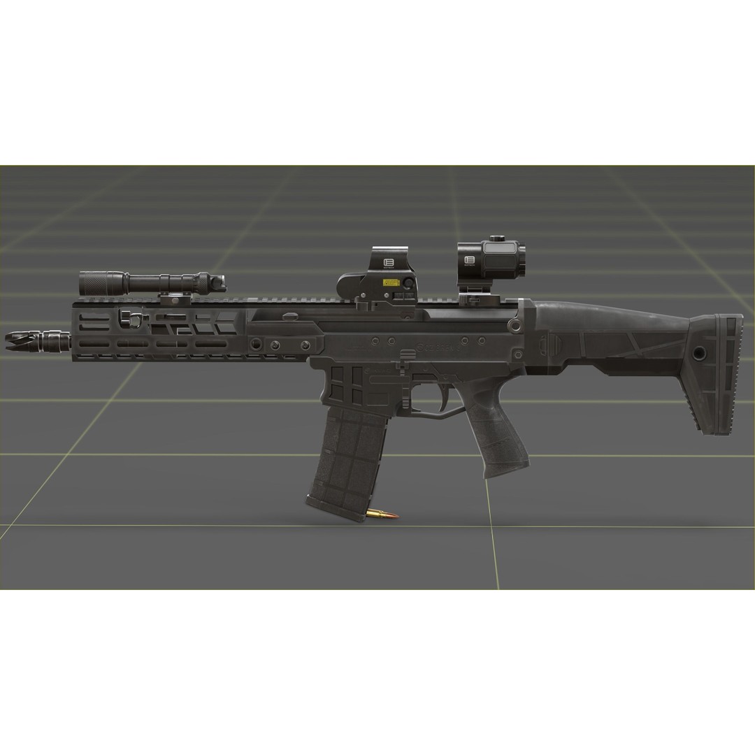 CZ Bren 3 3D Model – Low Poly Military Rifle, FBX, Game Ready - View 38