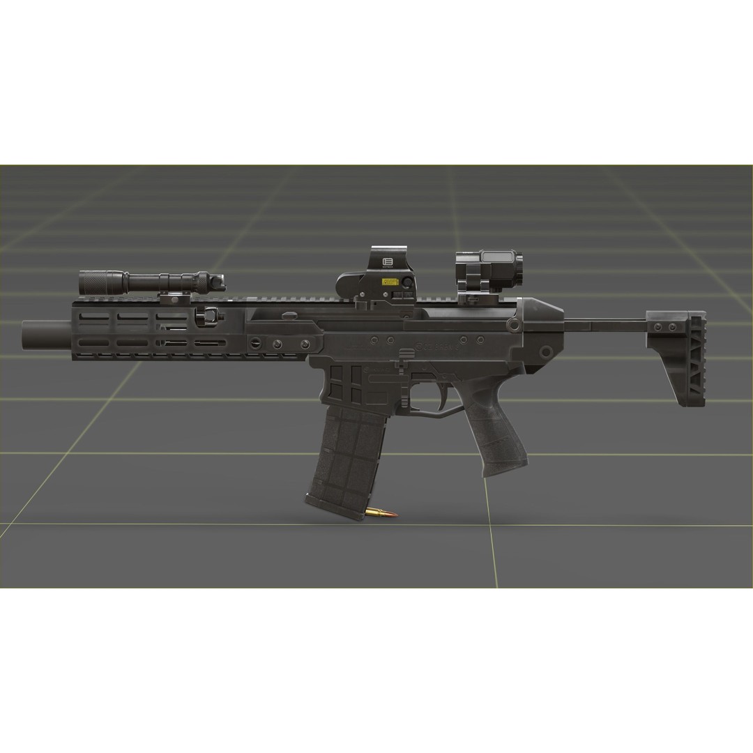 CZ Bren 3 3D Model – Low Poly Military Rifle, FBX, Game Ready - View 39