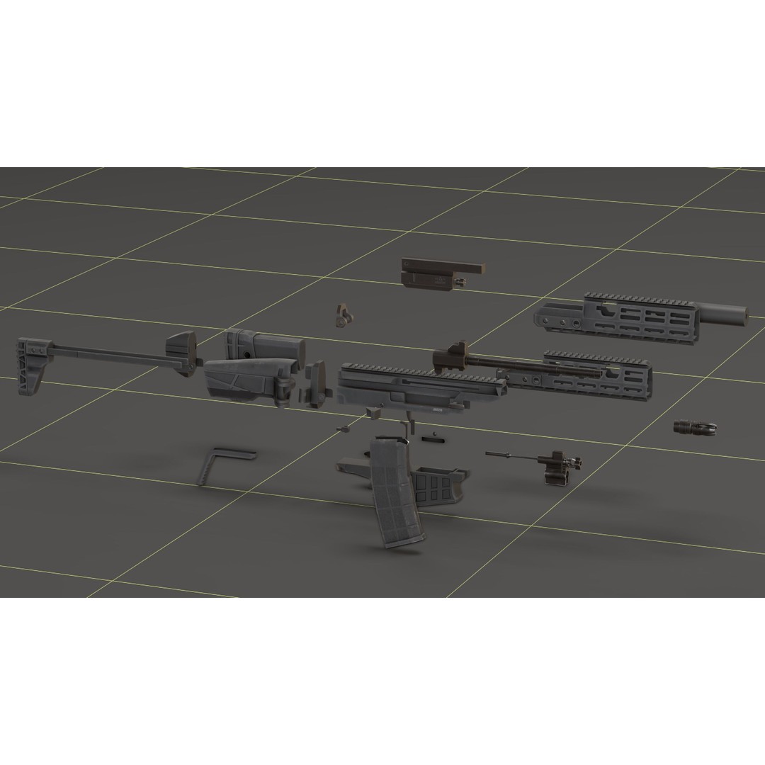 CZ Bren 3 3D Model – Low Poly Military Rifle, FBX, Game Ready - View 4