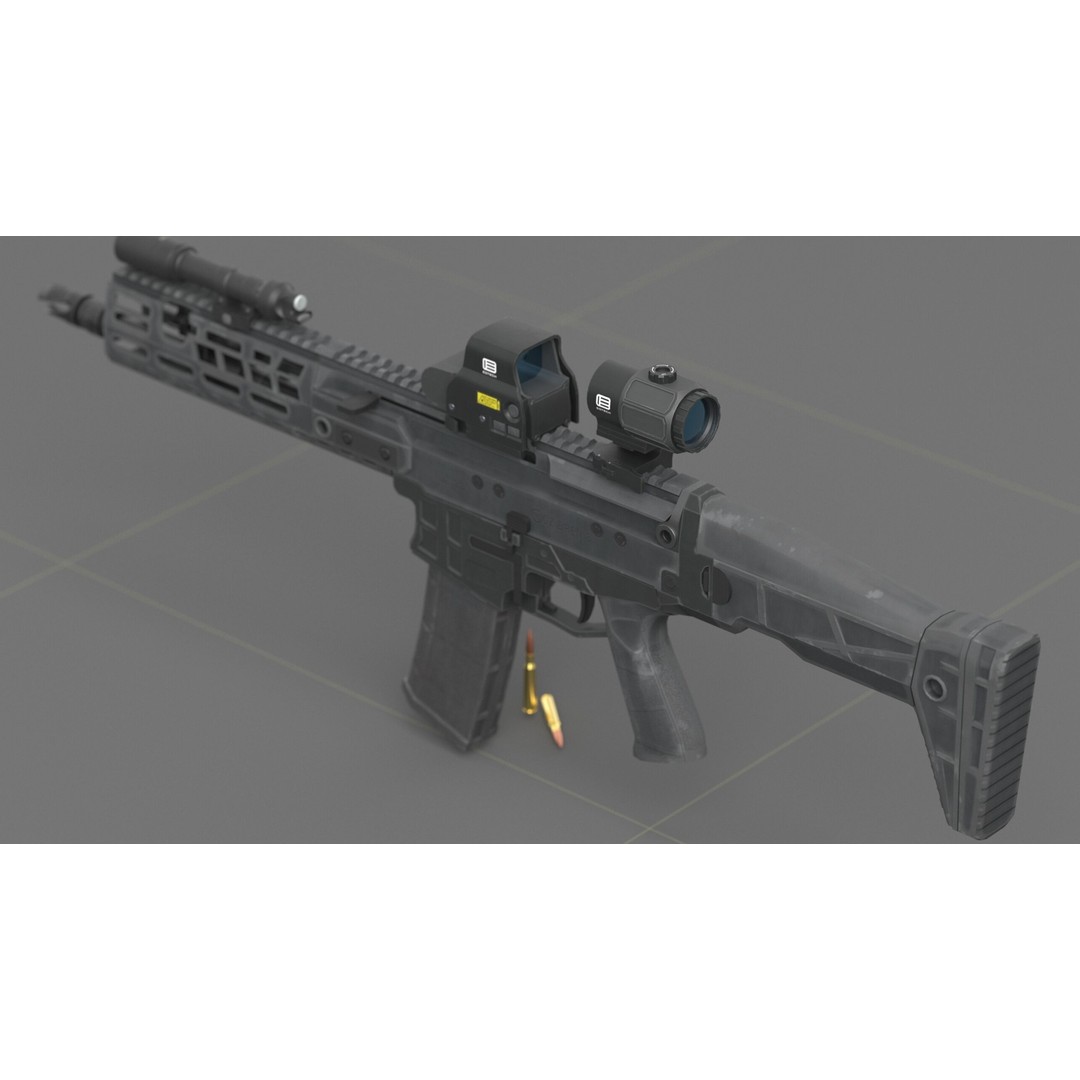 CZ Bren 3 3D Model – Low Poly Military Rifle, FBX, Game Ready - View 43