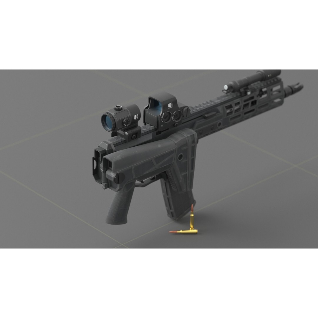 CZ Bren 3 3D Model – Low Poly Military Rifle, FBX, Game Ready - View 45