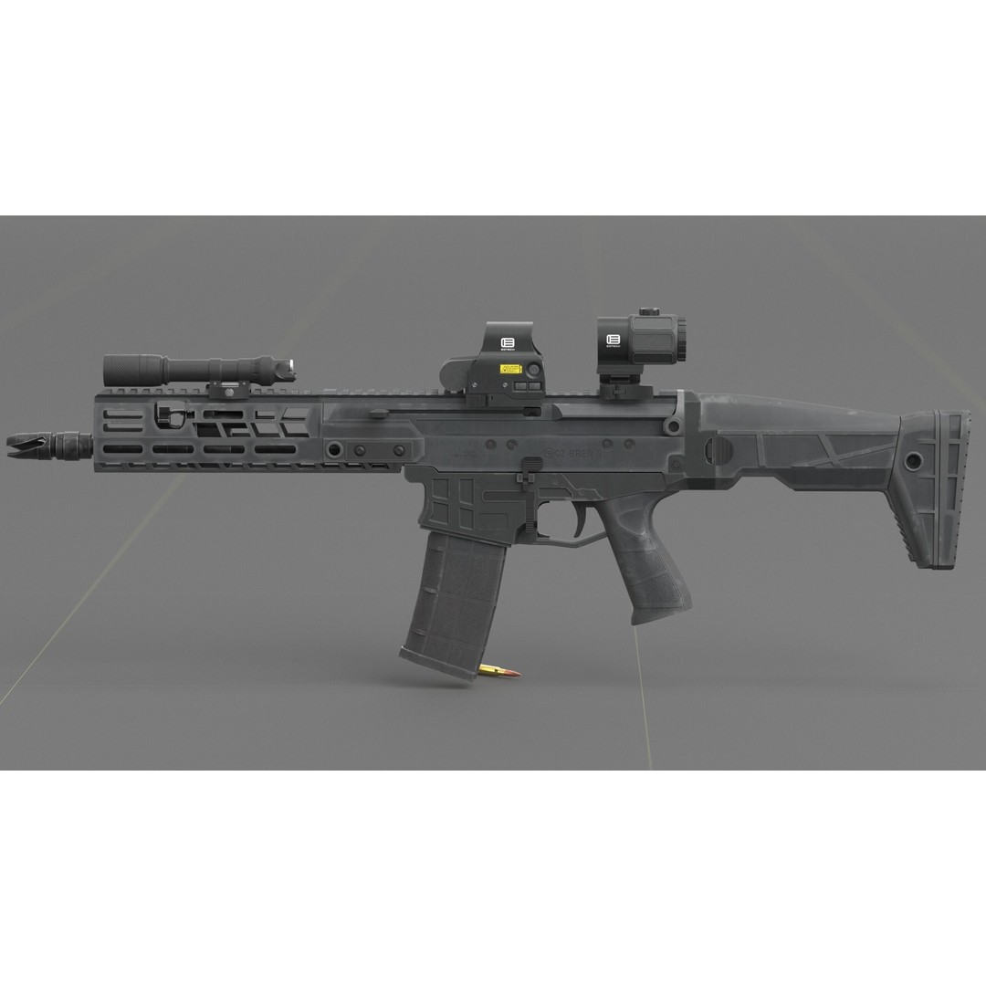 CZ Bren 3 3D Model – Low Poly Military Rifle, FBX, Game Ready - View 52