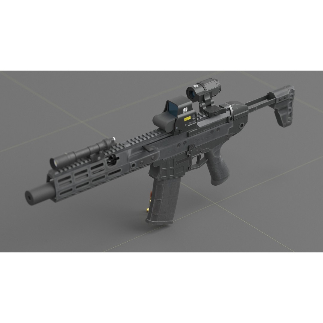 CZ Bren 3 3D Model – Low Poly Military Rifle, FBX, Game Ready - View 53