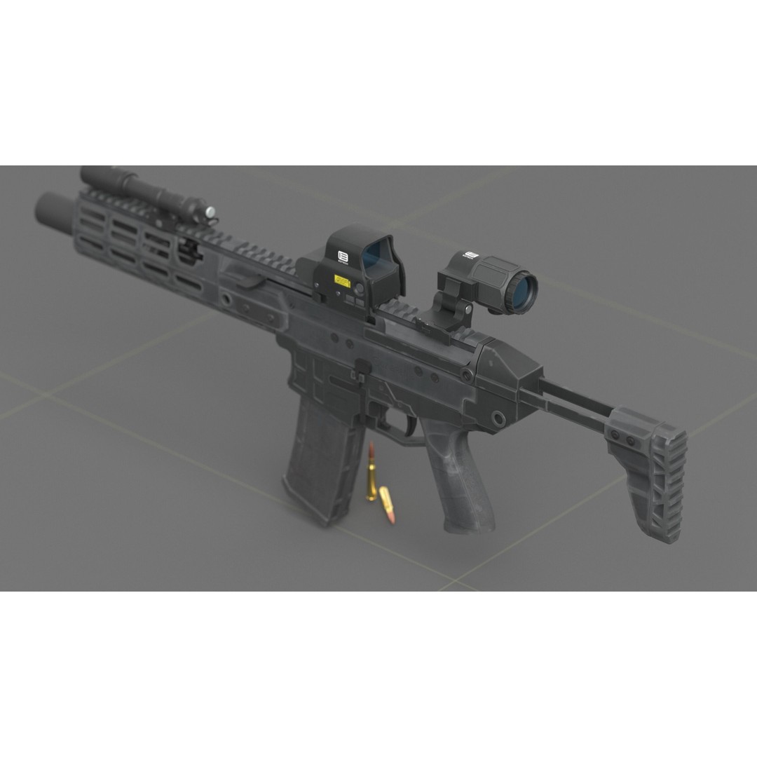 CZ Bren 3 3D Model – Low Poly Military Rifle, FBX, Game Ready - View 54