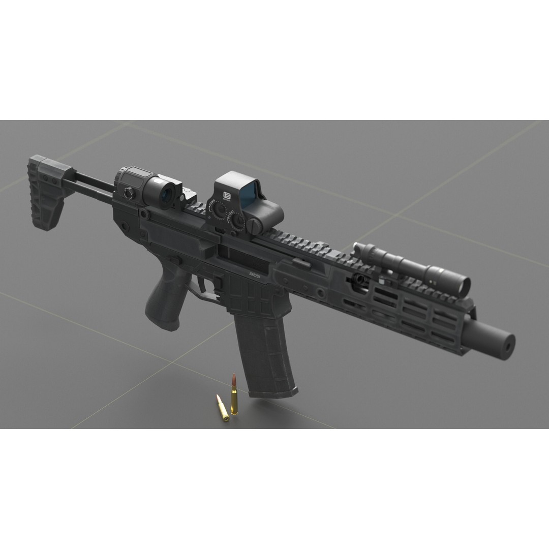 CZ Bren 3 3D Model – Low Poly Military Rifle, FBX, Game Ready - View 56