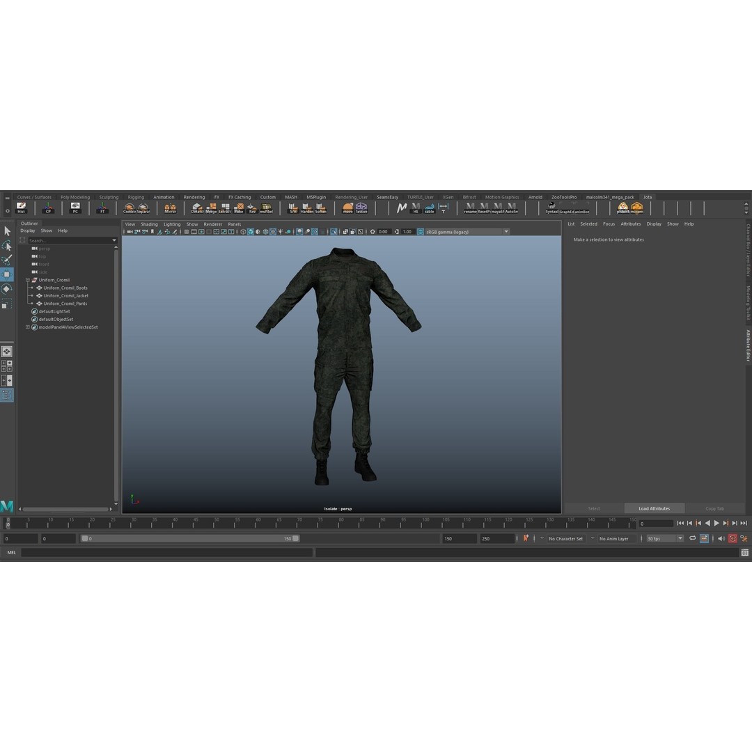 Military Game Ready Uniform 3D Model – Low Poly PBR Asset, FBX, OBJ