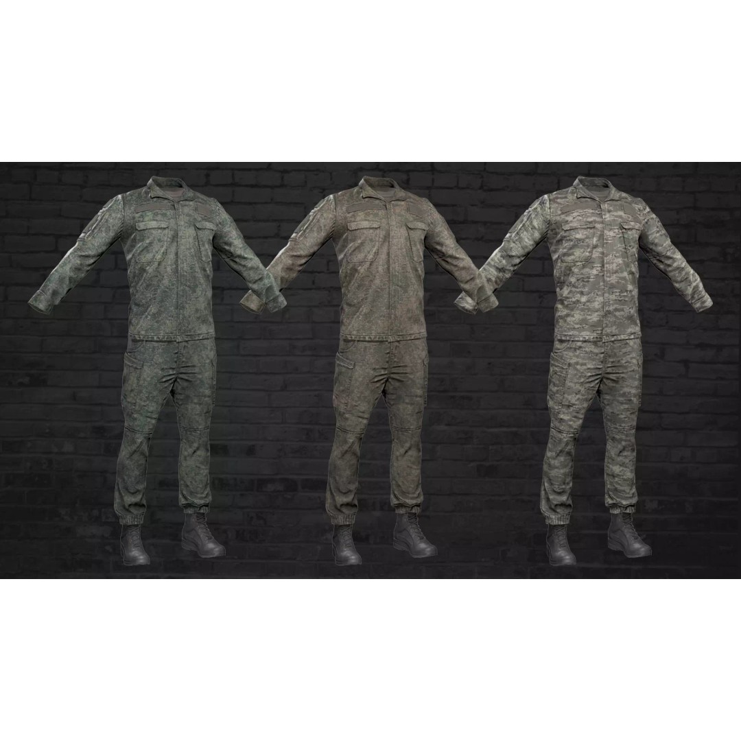 Military Game Ready Uniform 3D Model – Low Poly PBR Asset, FBX, OBJ - View 2