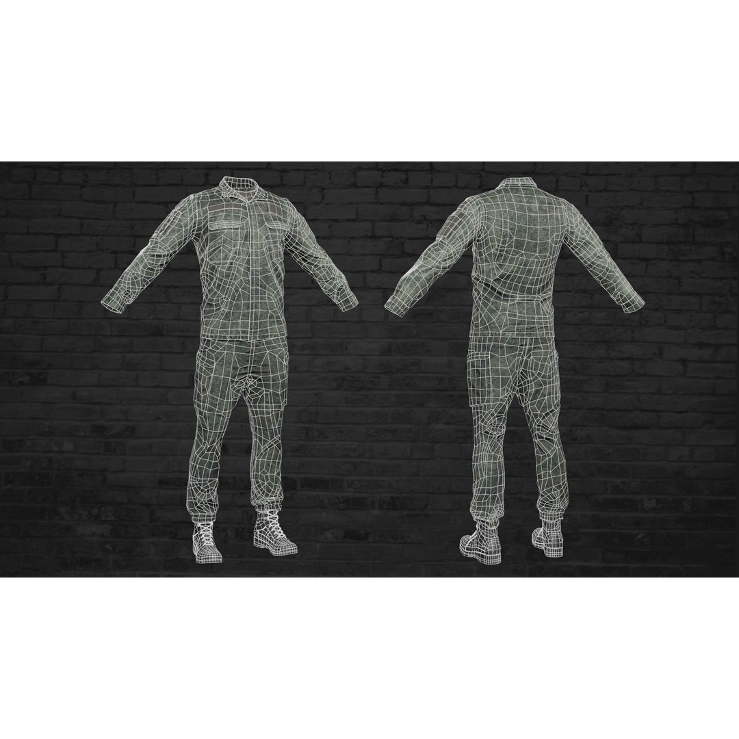Military Game Ready Uniform 3D Model – Low Poly PBR Asset, FBX, OBJ - View 8