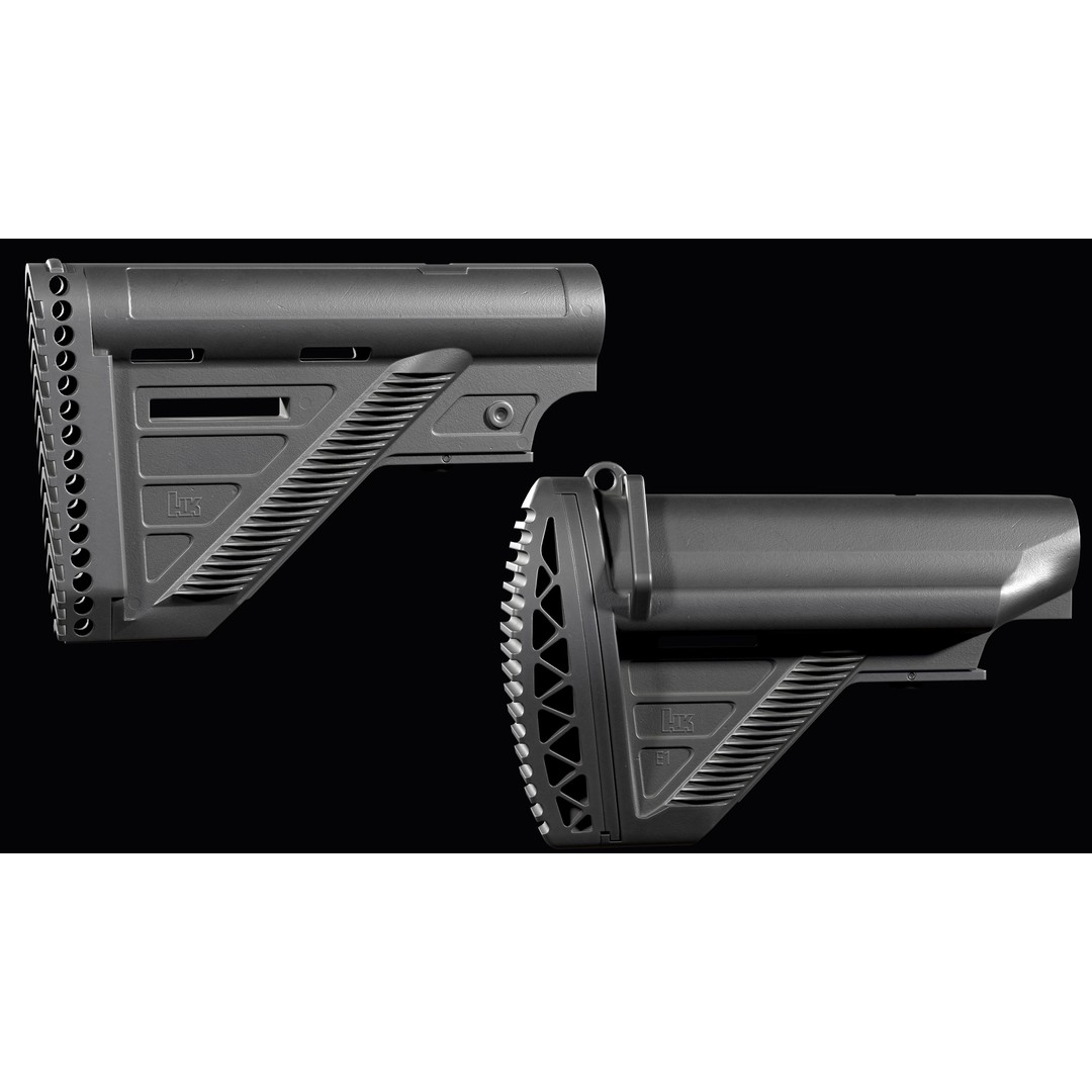 AR-15 AR-10 Stock 3D Model – Low Poly Game Asset, FBX, PBR Textures - View 11