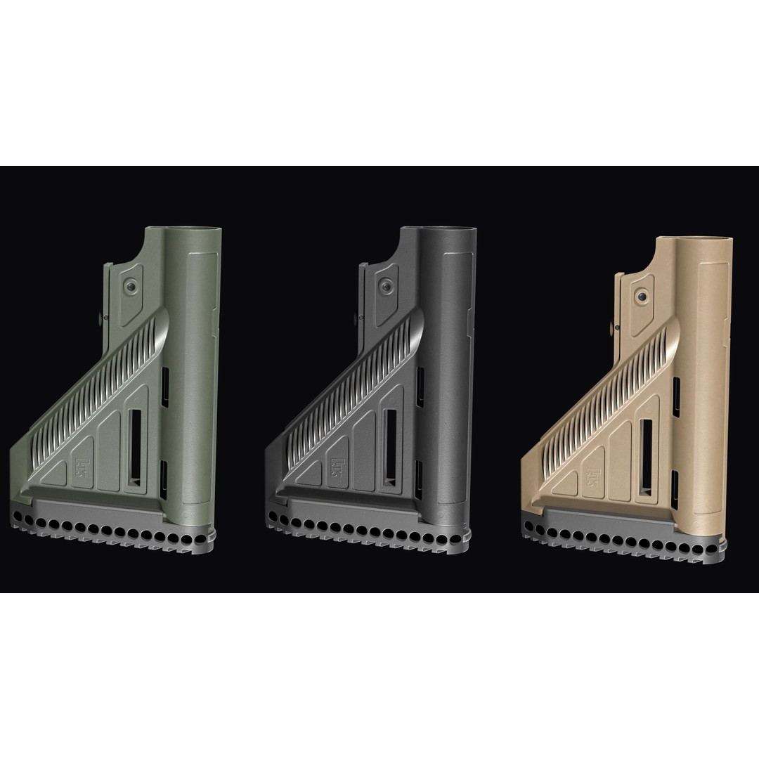 AR-15 AR-10 Stock 3D Model – Low Poly Game Asset, FBX, PBR Textures - View 3