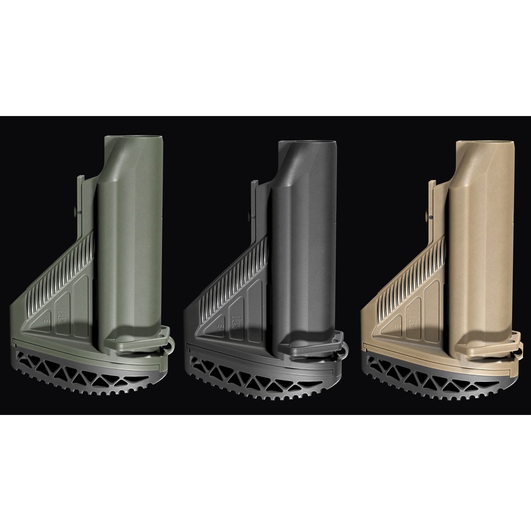 AR-15 AR-10 Stock 3D Model – Low Poly Game Asset, FBX, PBR Textures - View 4