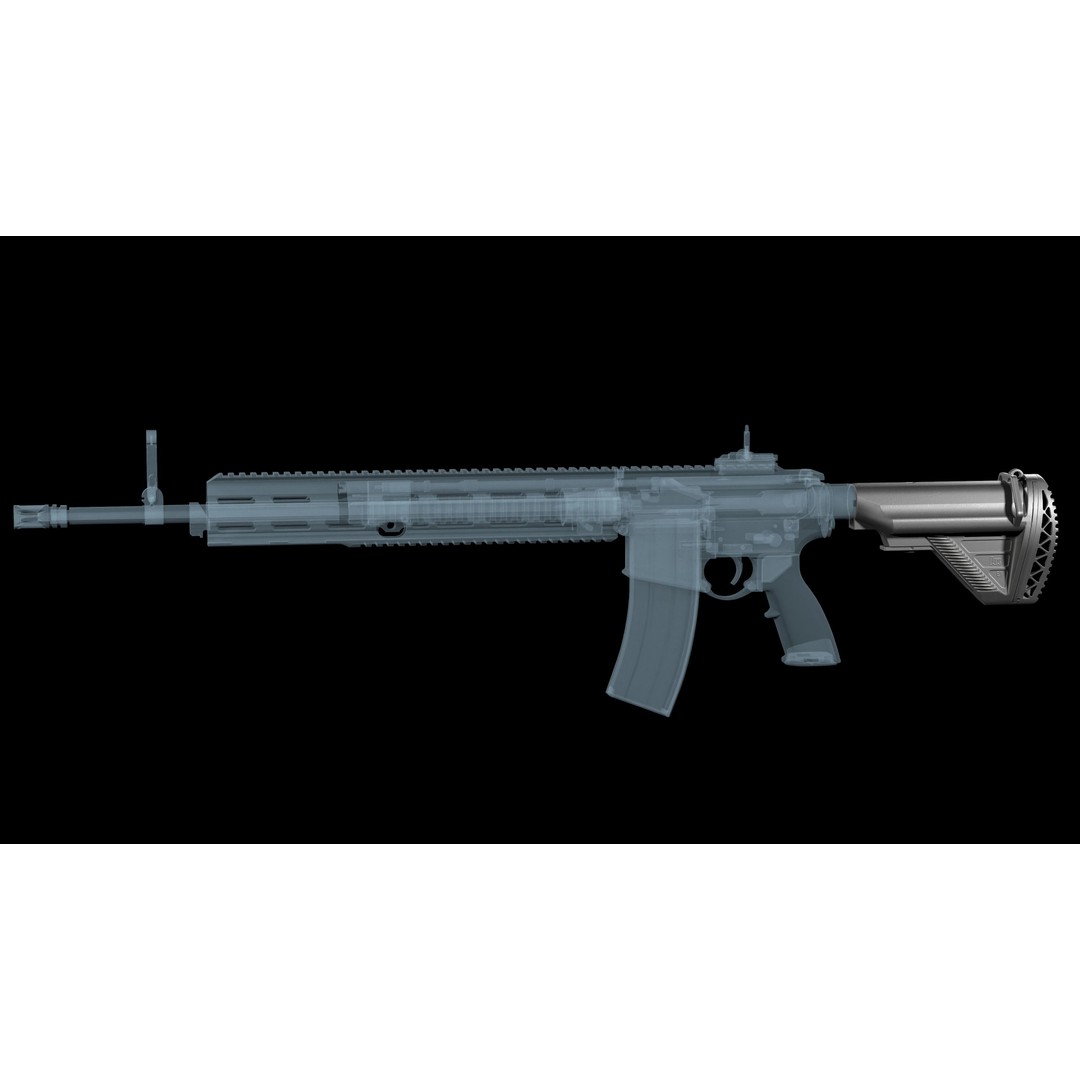 AR-15 AR-10 Stock 3D Model – Low Poly Game Asset, FBX, PBR Textures - View 6