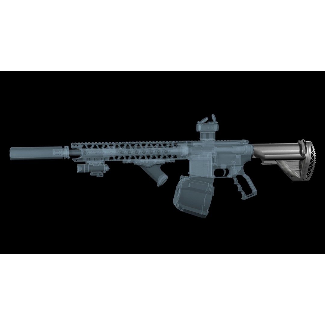 AR-15 AR-10 Stock 3D Model – Low Poly Game Asset, FBX, PBR Textures - View 7