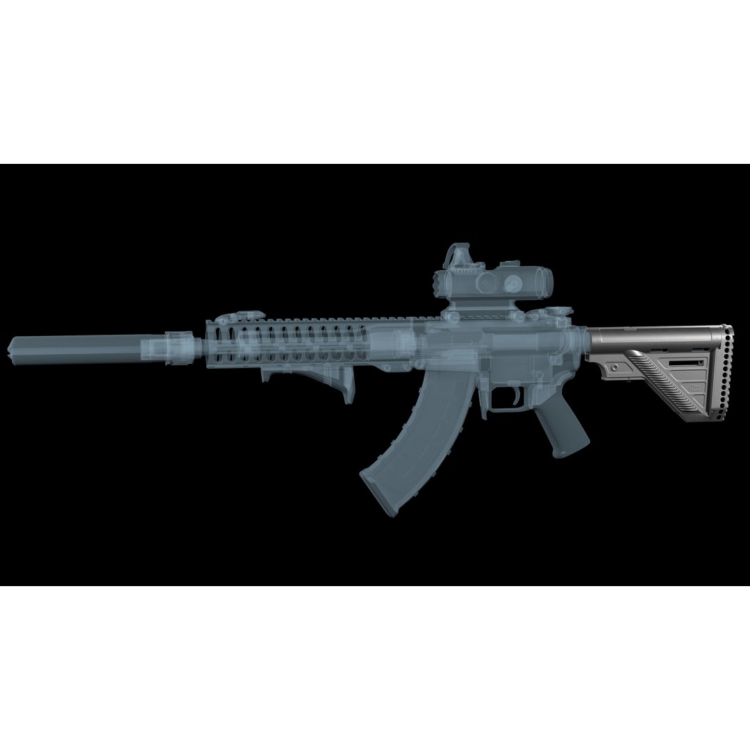 AR-15 AR-10 Stock 3D Model – Low Poly Game Asset, FBX, PBR Textures - View 8