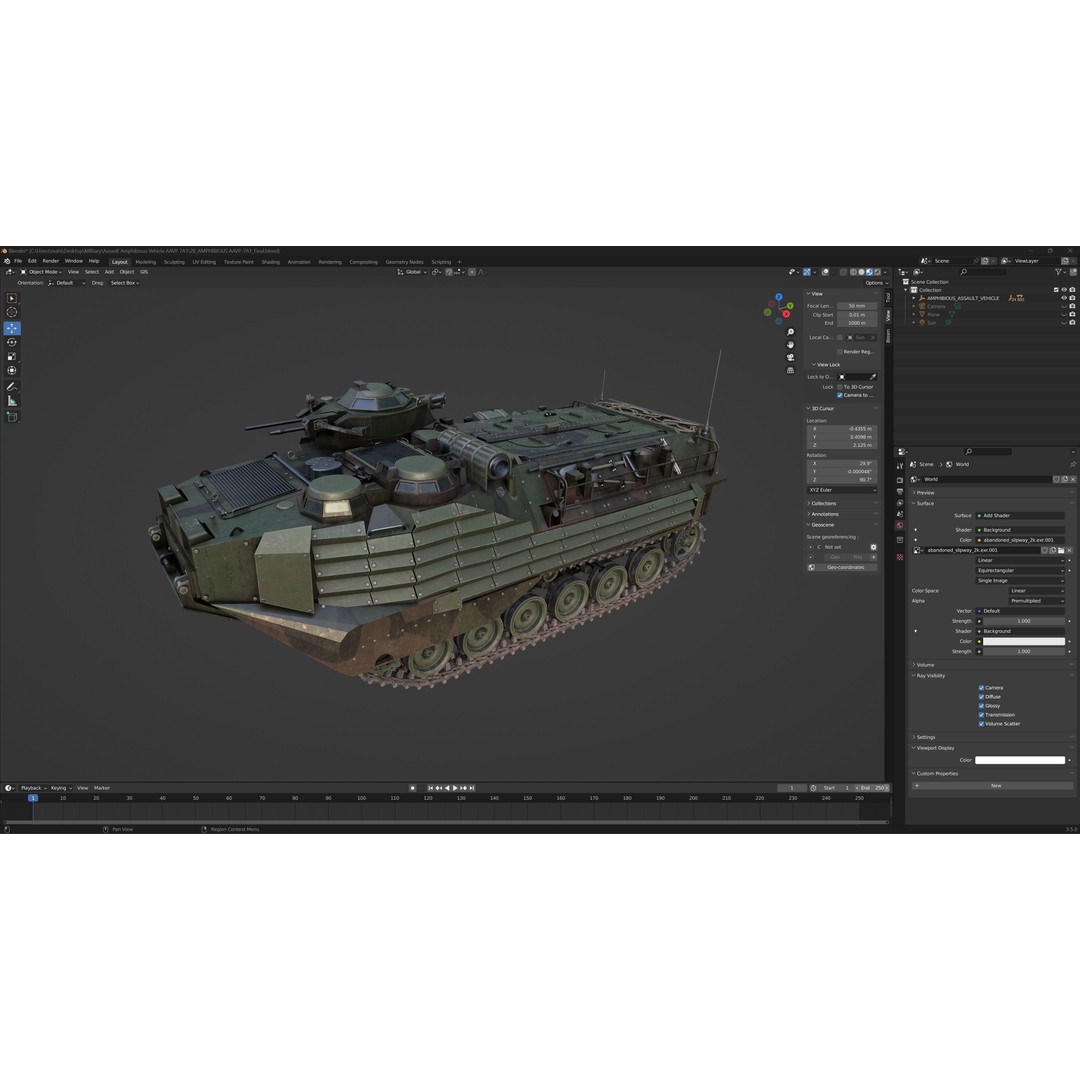 Assault Amphibious Vehicle AAVP 7A1 3D Model – Low Poly Game Asset, FBX - View 11