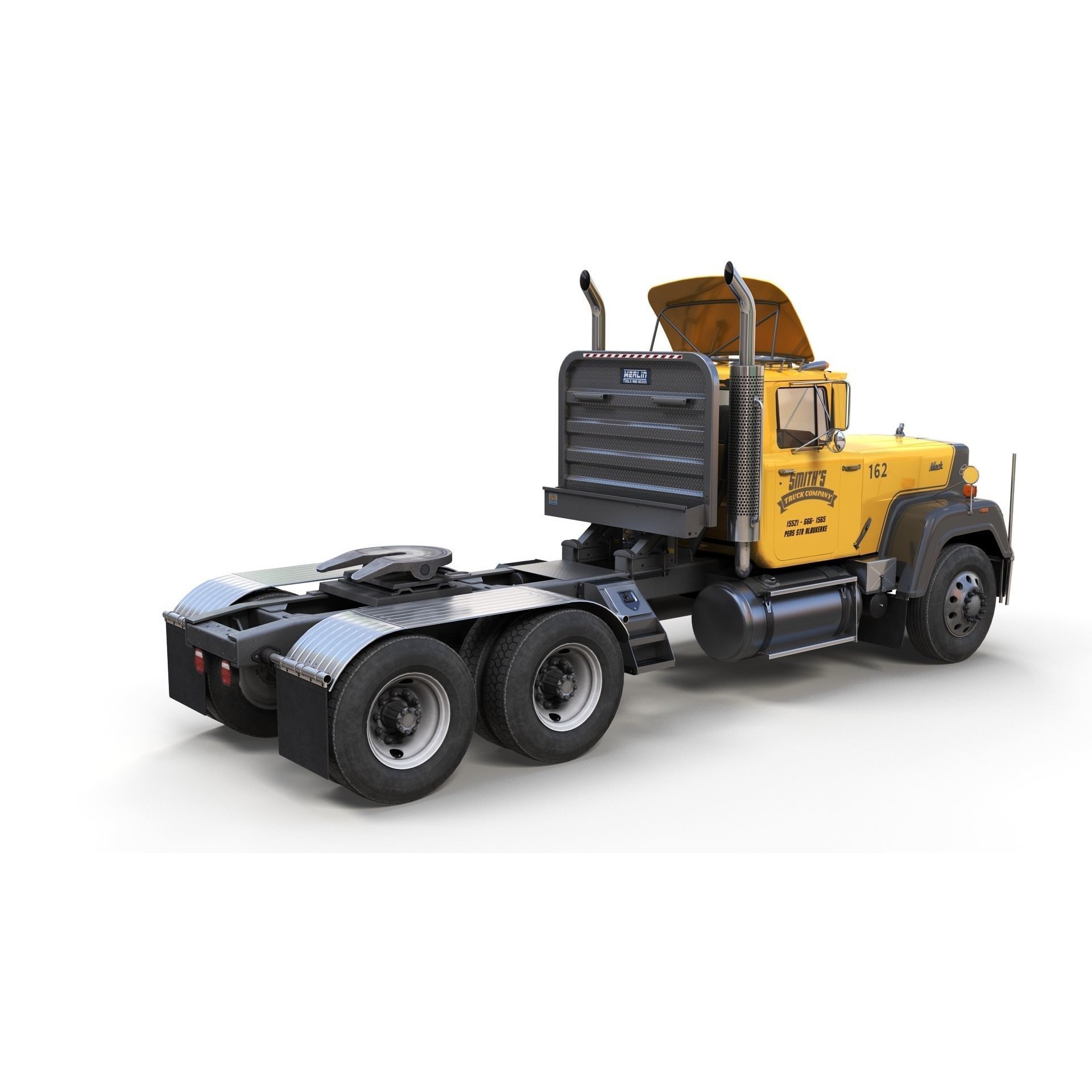 SuperLiner Flatbed Trailer - Low-Poly Game-Ready 3D Model - View 12