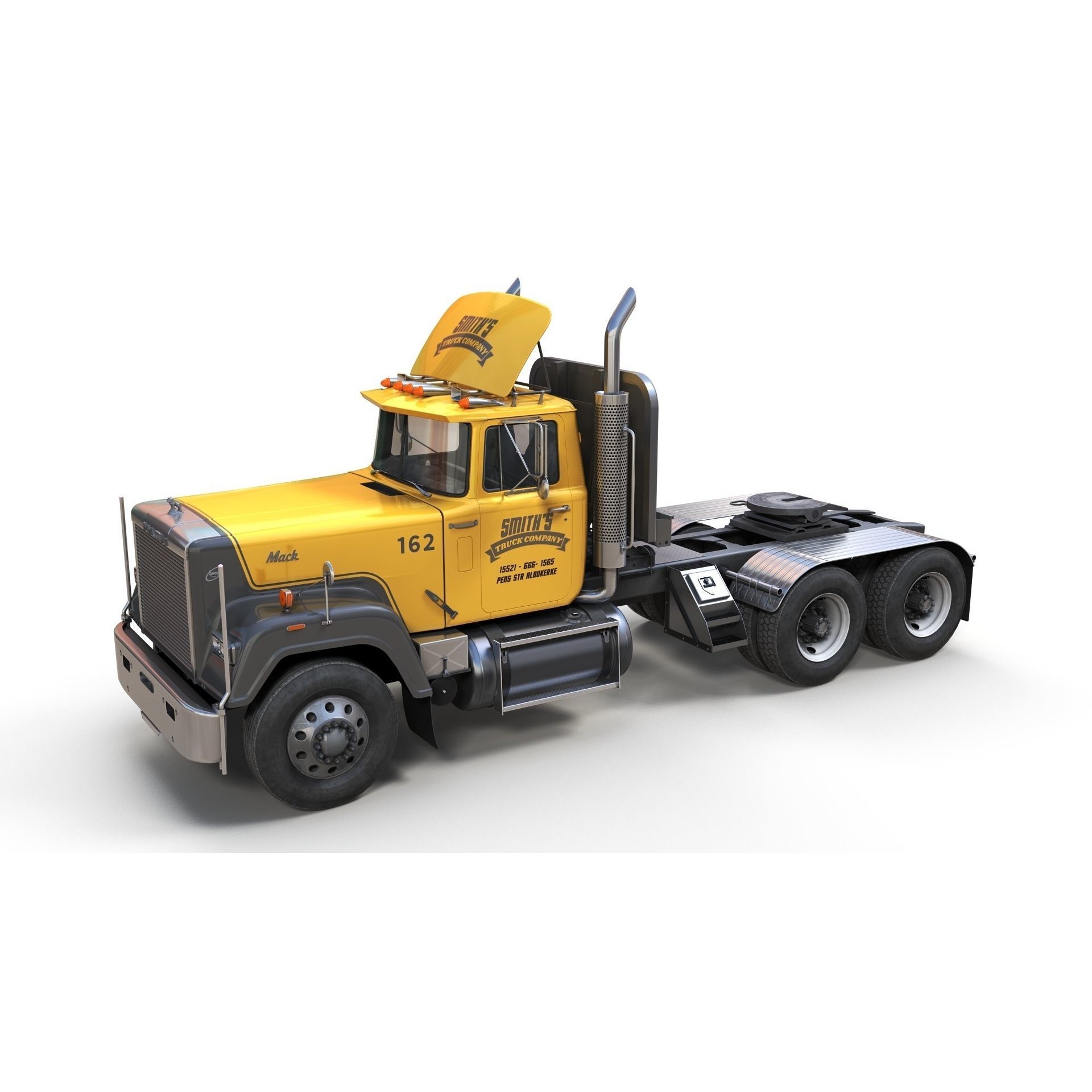SuperLiner Flatbed Trailer - Low-Poly Game-Ready 3D Model - View 13