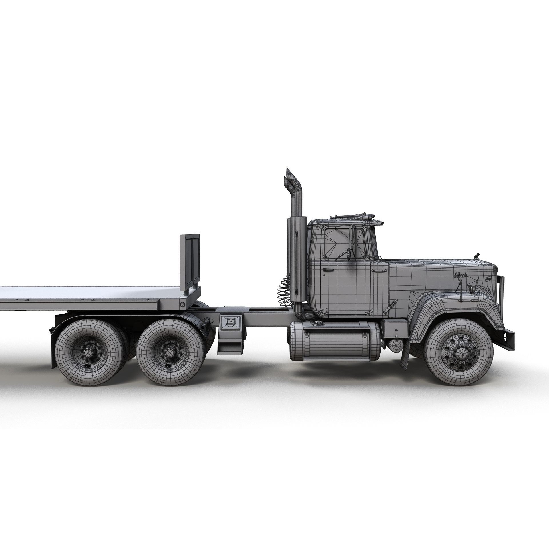 SuperLiner Flatbed Trailer - Low-Poly Game-Ready 3D Model - View 18