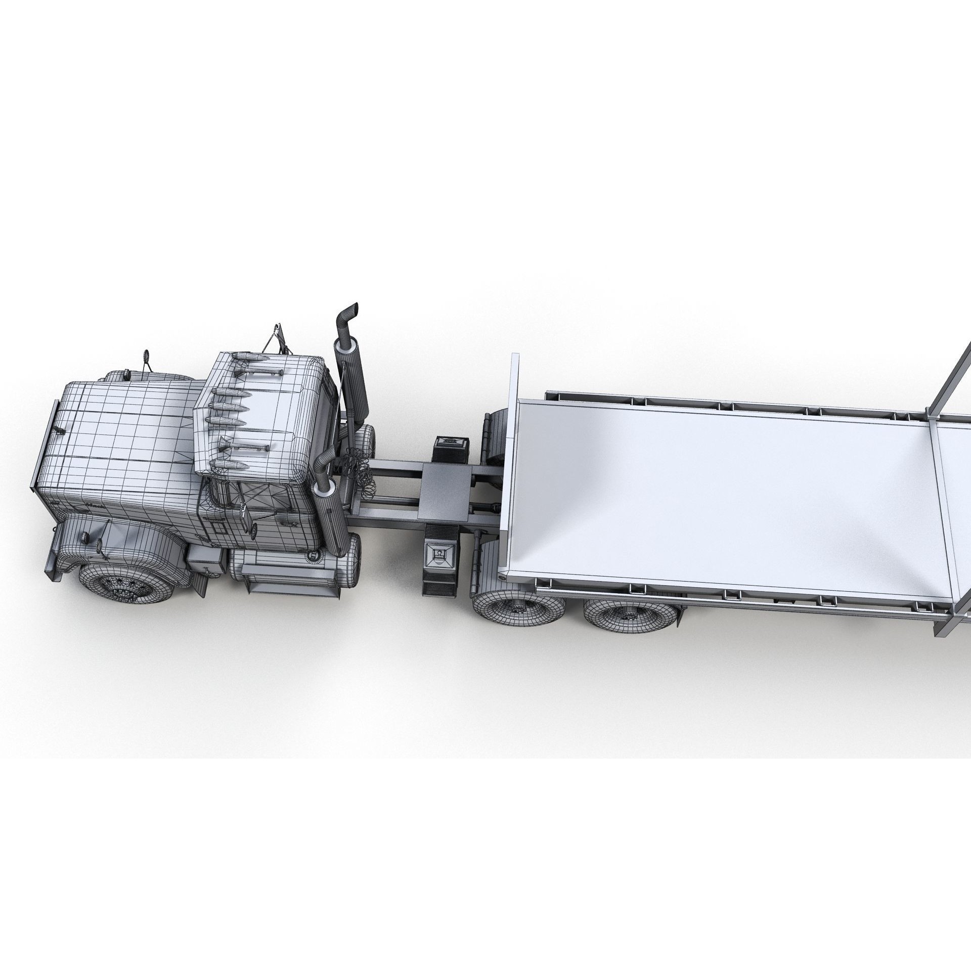 SuperLiner Flatbed Trailer - Low-Poly Game-Ready 3D Model - View 20