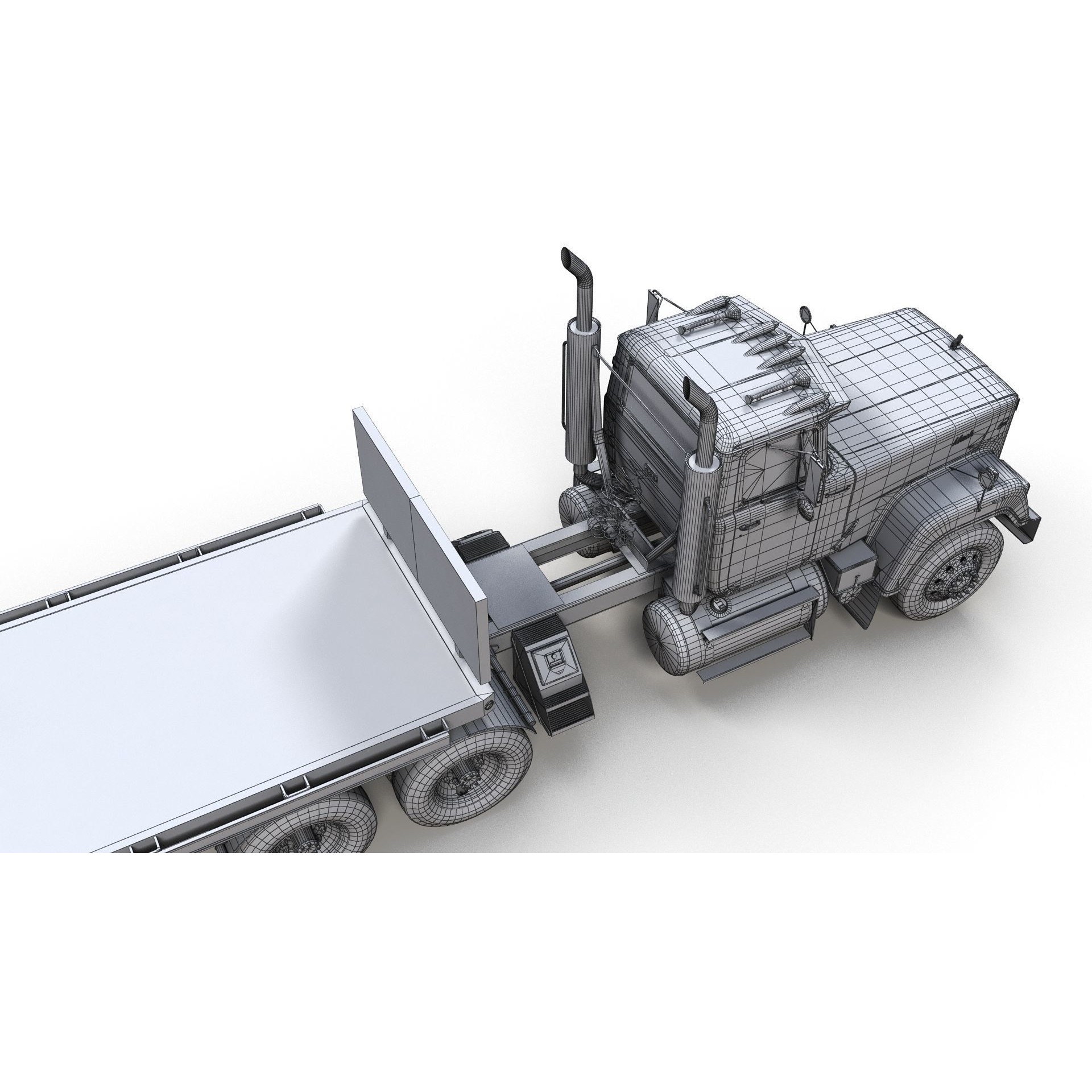 SuperLiner Flatbed Trailer - Low-Poly Game-Ready 3D Model - View 21