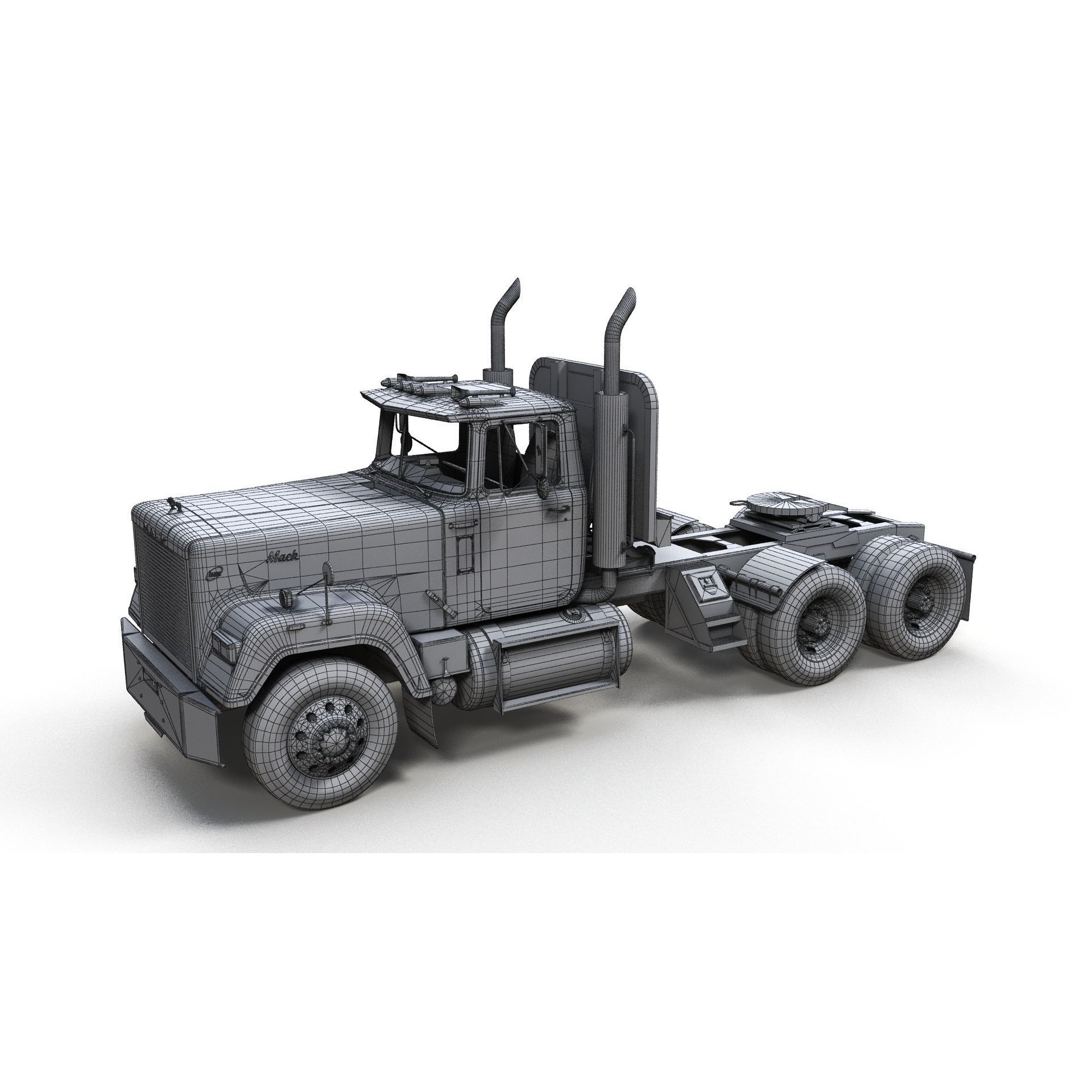 SuperLiner Flatbed Trailer - Low-Poly Game-Ready 3D Model - View 25