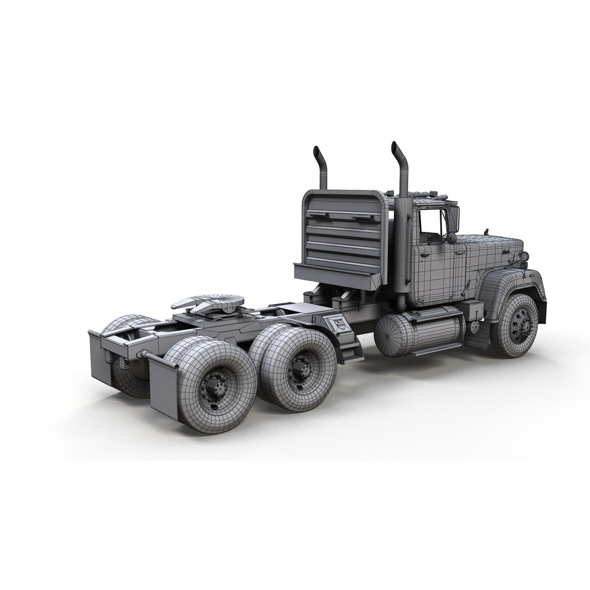 SuperLiner Flatbed Trailer - Low-Poly Game-Ready 3D Model - View 26