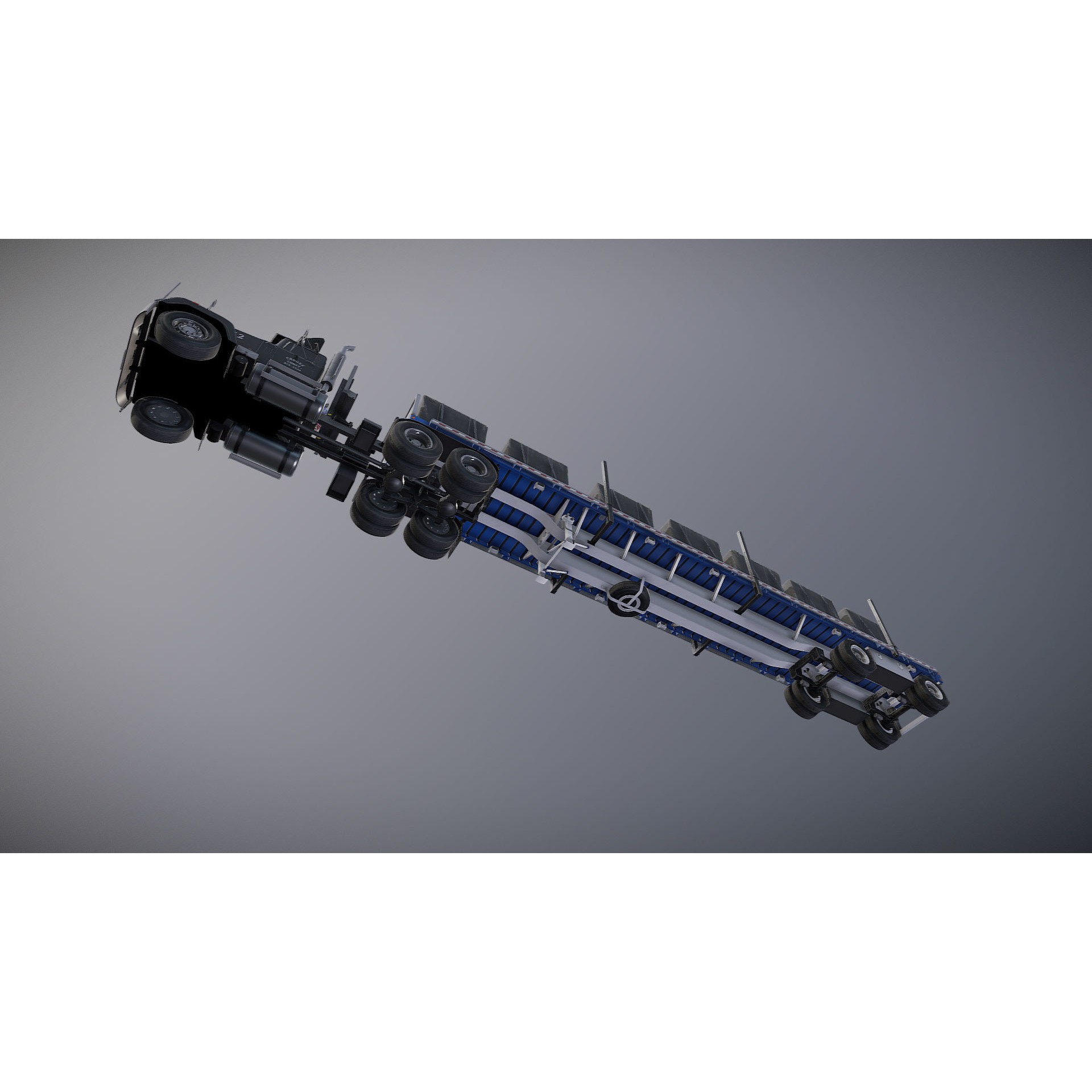 SuperLiner Flatbed Trailer - Low-Poly Game-Ready 3D Model - View 33