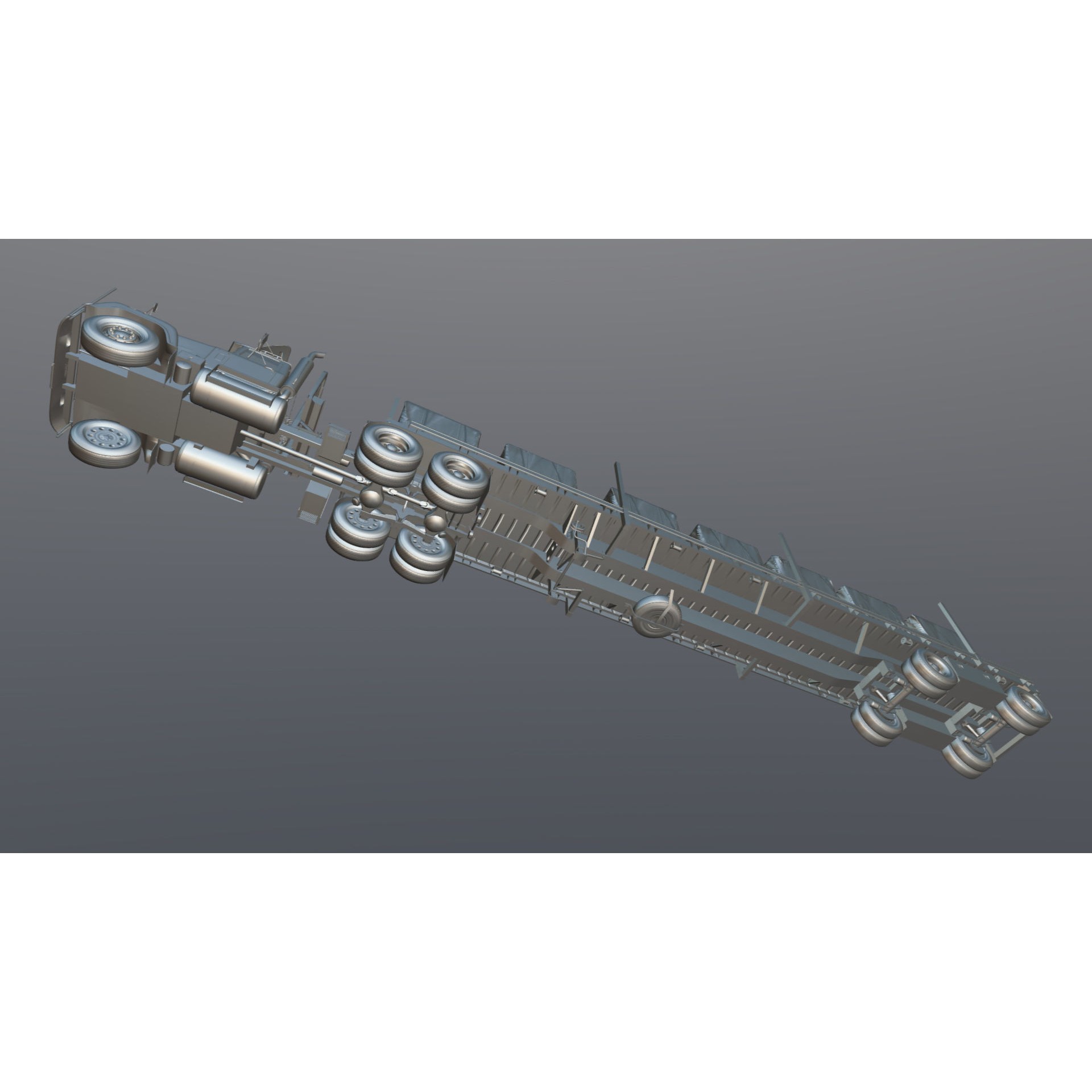 SuperLiner Flatbed Trailer - Low-Poly Game-Ready 3D Model - View 41