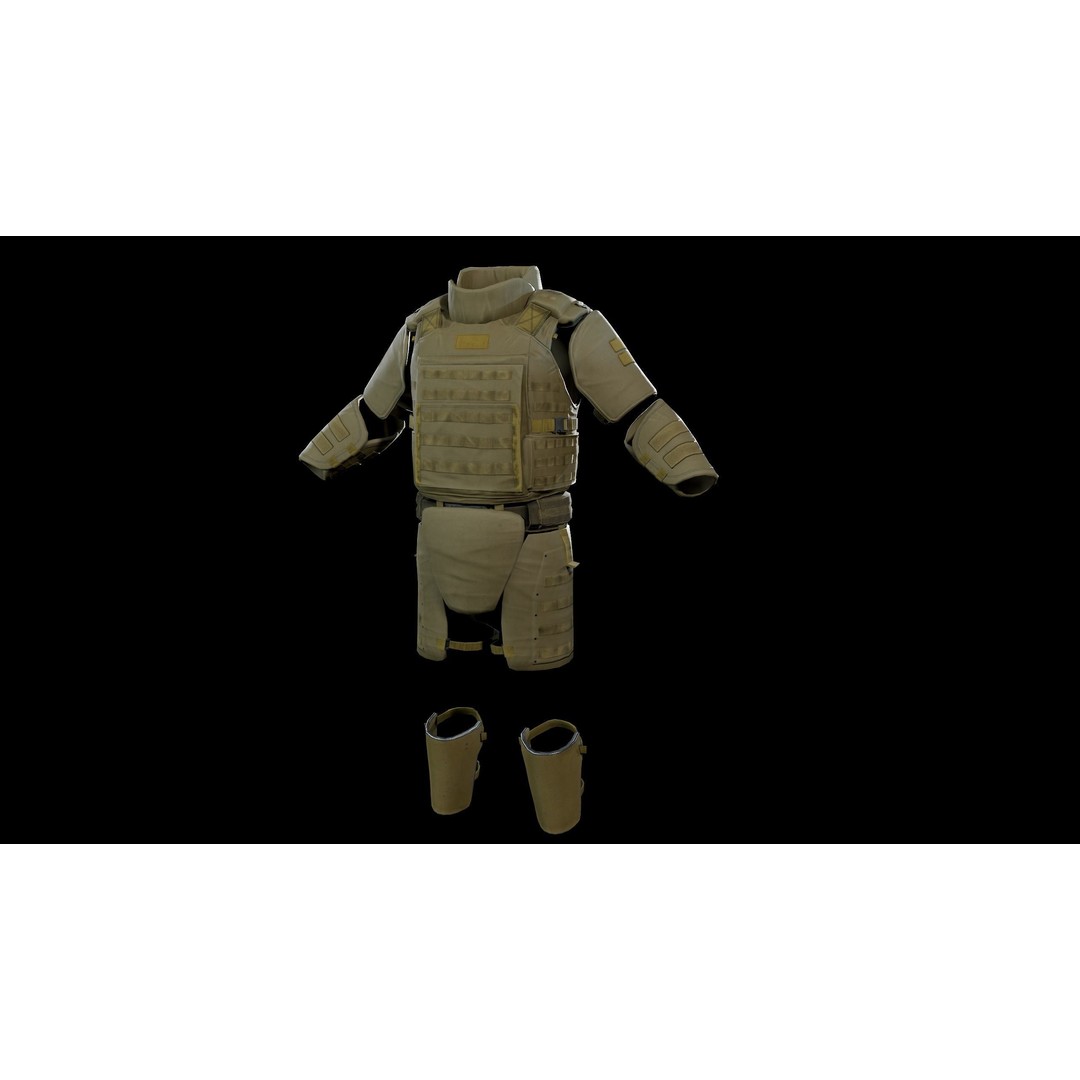 Assault Heavy Armor Vest 3D Model – Low Poly Rigged Game Asset, FBX - View 10