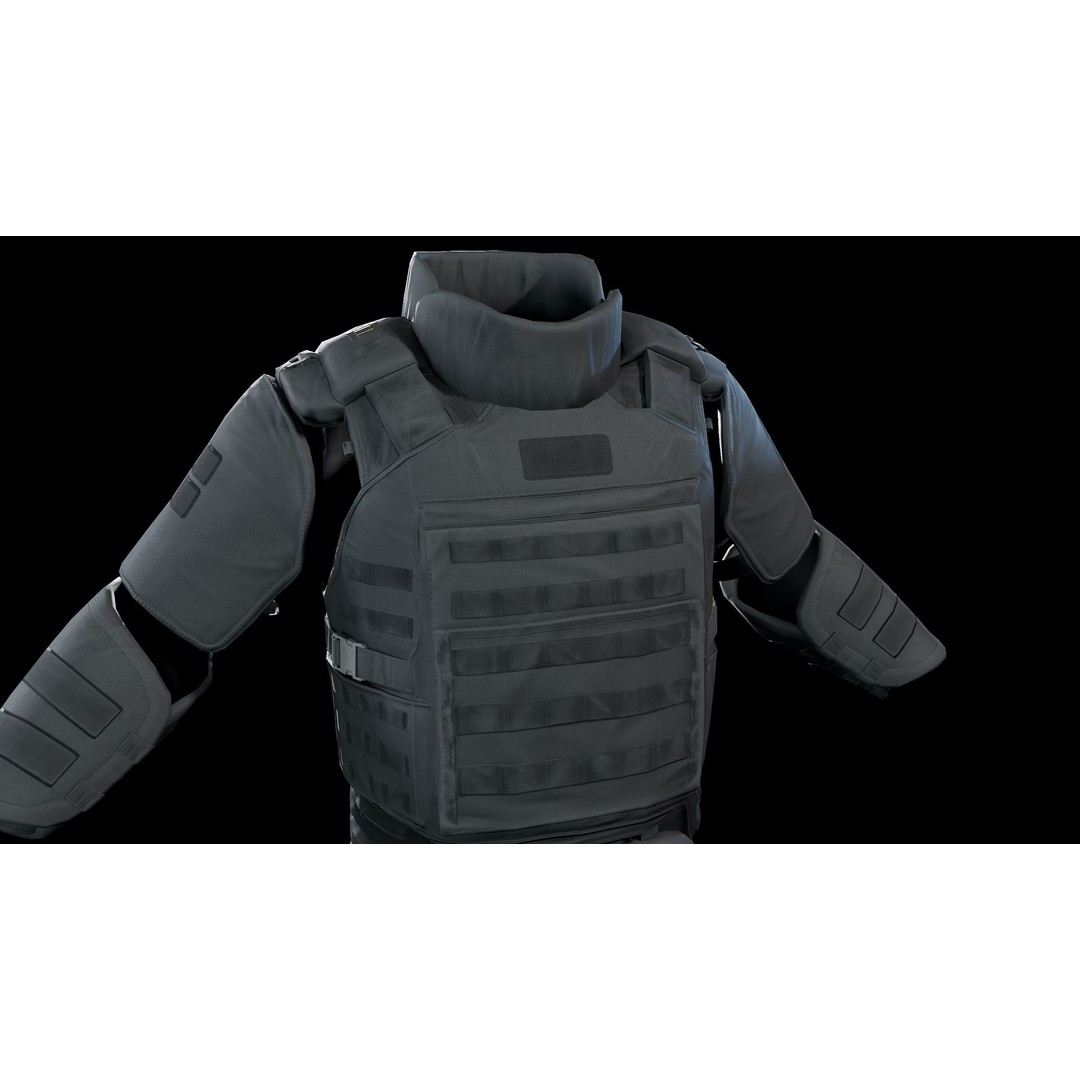 Assault Heavy Armor Vest 3D Model – Low Poly Rigged Game Asset, FBX - View 11