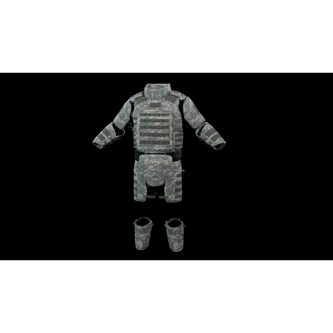 Assault Heavy Armor Vest 3D Model – Low Poly Rigged Game Asset, FBX - View 13