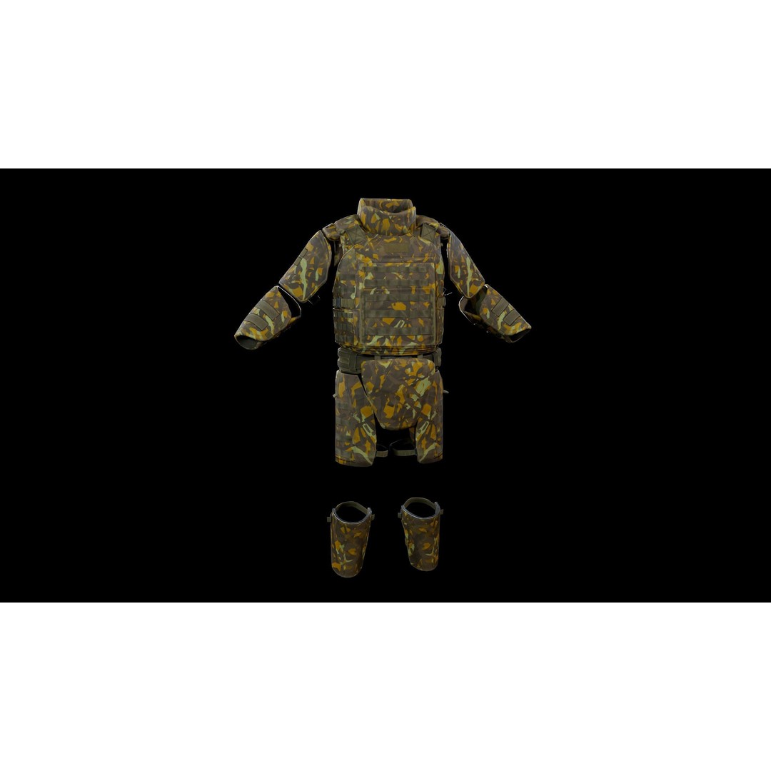 Assault Heavy Armor Vest 3D Model – Low Poly Rigged Game Asset, FBX - View 14