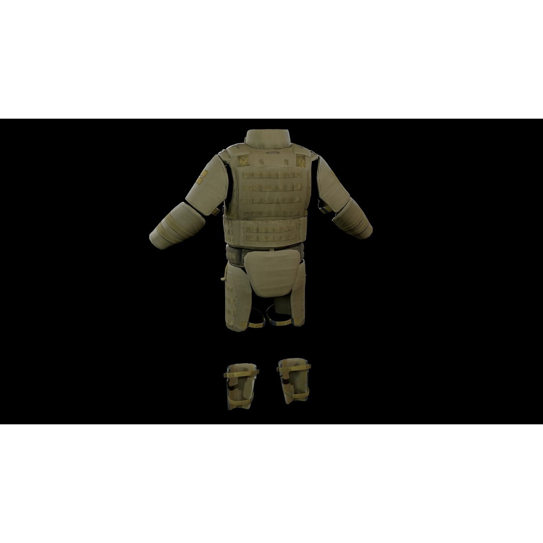 Assault Heavy Armor Vest 3D Model – Low Poly Rigged Game Asset, FBX - View 15