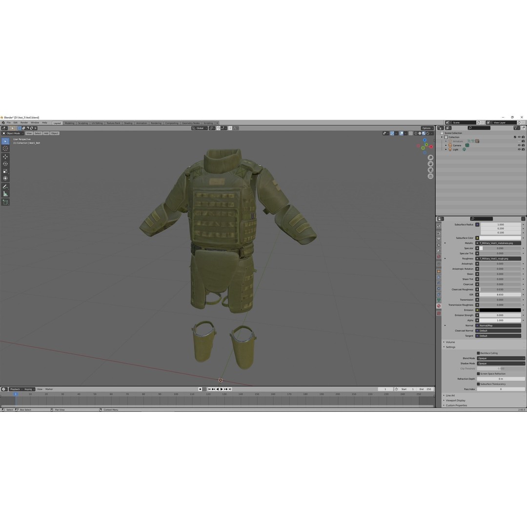 Assault Heavy Armor Vest 3D Model – Low Poly Rigged Game Asset, FBX - View 16