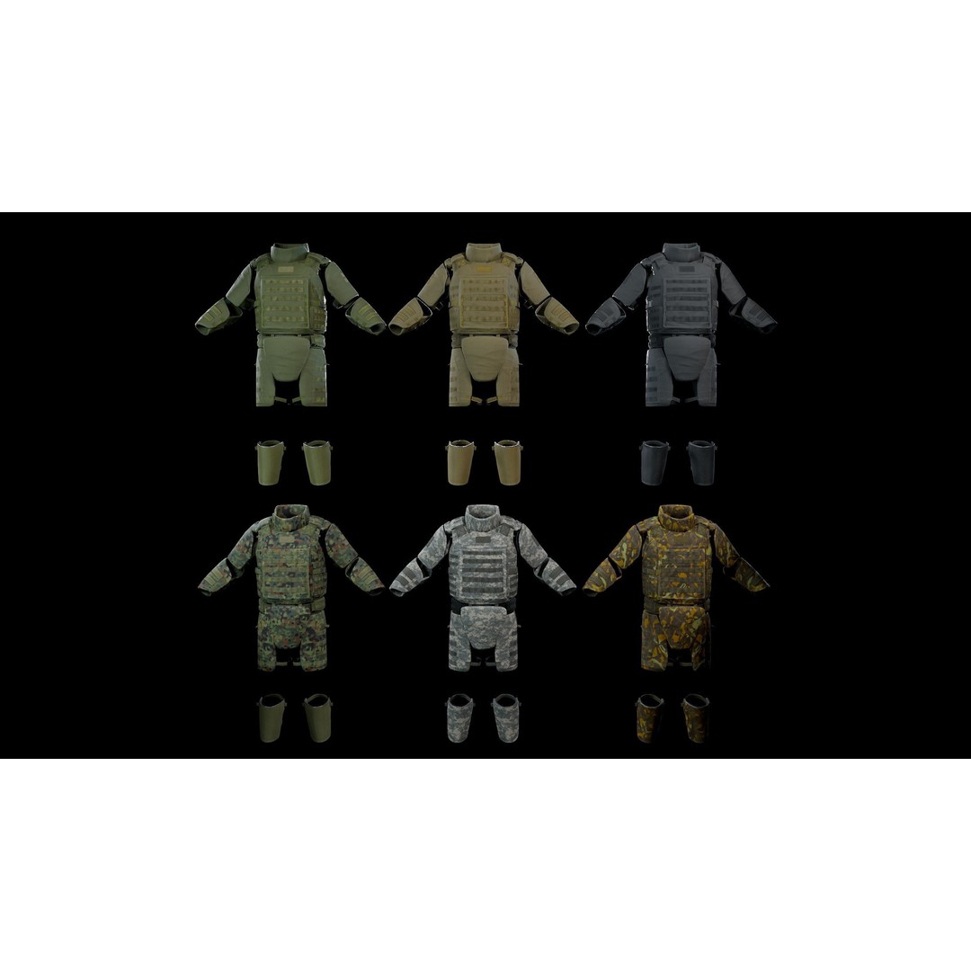 Assault Heavy Armor Vest 3D Model – Low Poly Rigged Game Asset, FBX - View 3