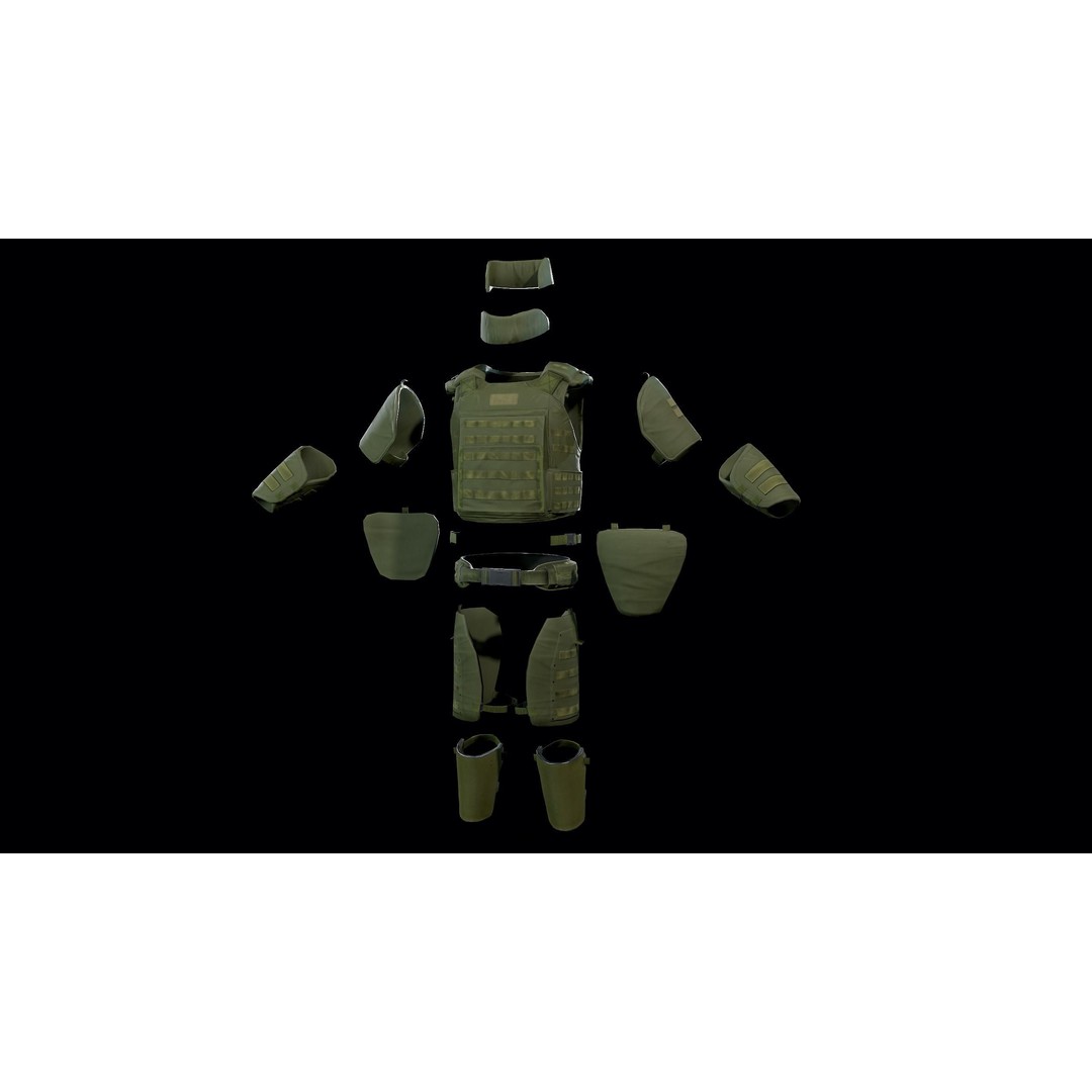 Assault Heavy Armor Vest 3D Model – Low Poly Rigged Game Asset, FBX - View 4