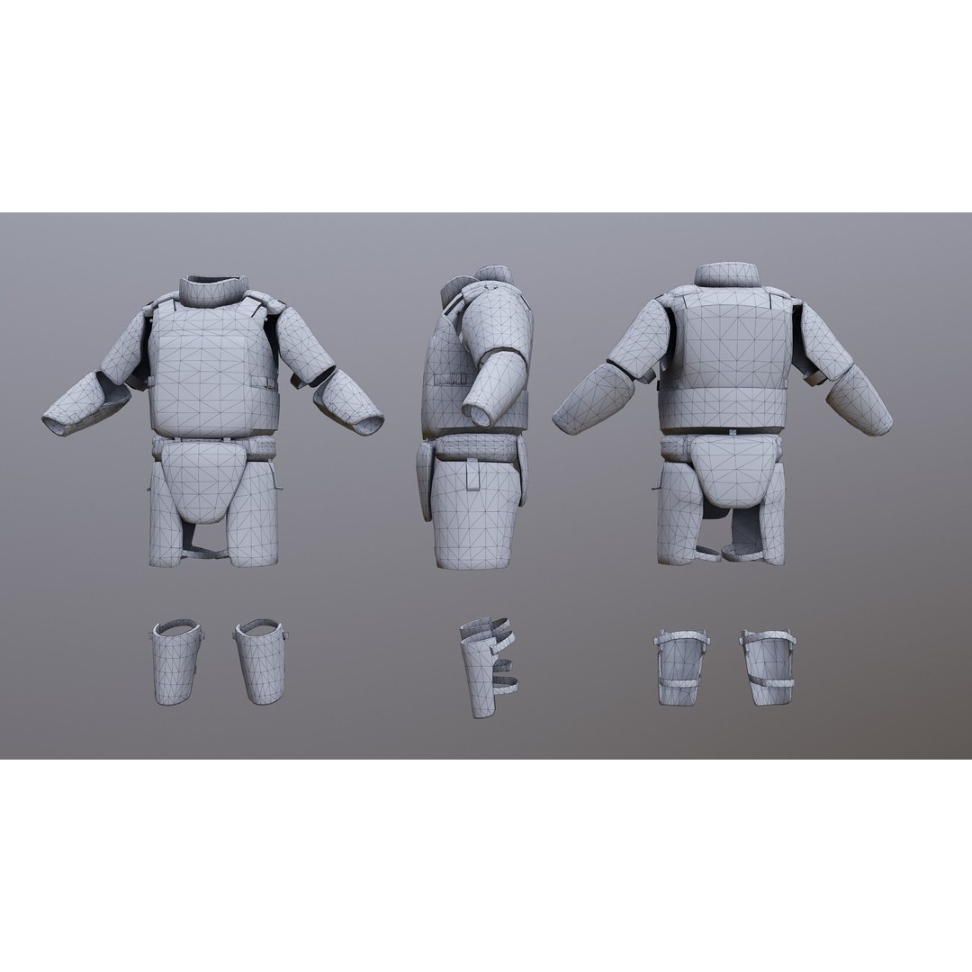 Assault Heavy Armor Vest 3D Model – Low Poly Rigged Game Asset, FBX - View 5