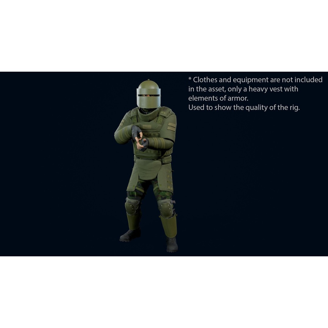 Assault Heavy Armor Vest 3D Model – Low Poly Rigged Game Asset, FBX - View 7