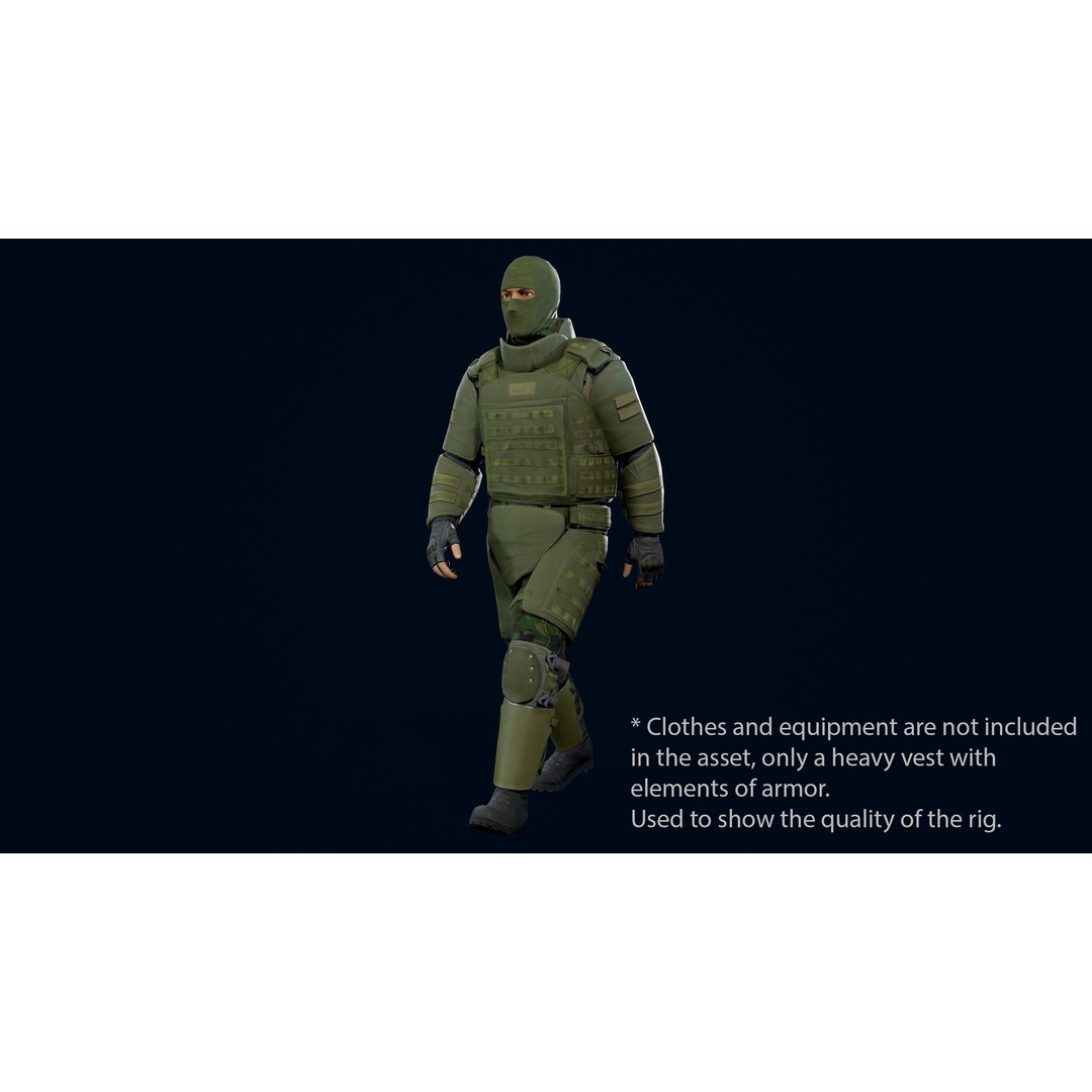 Assault Heavy Armor Vest 3D Model – Low Poly Rigged Game Asset, FBX - View 8