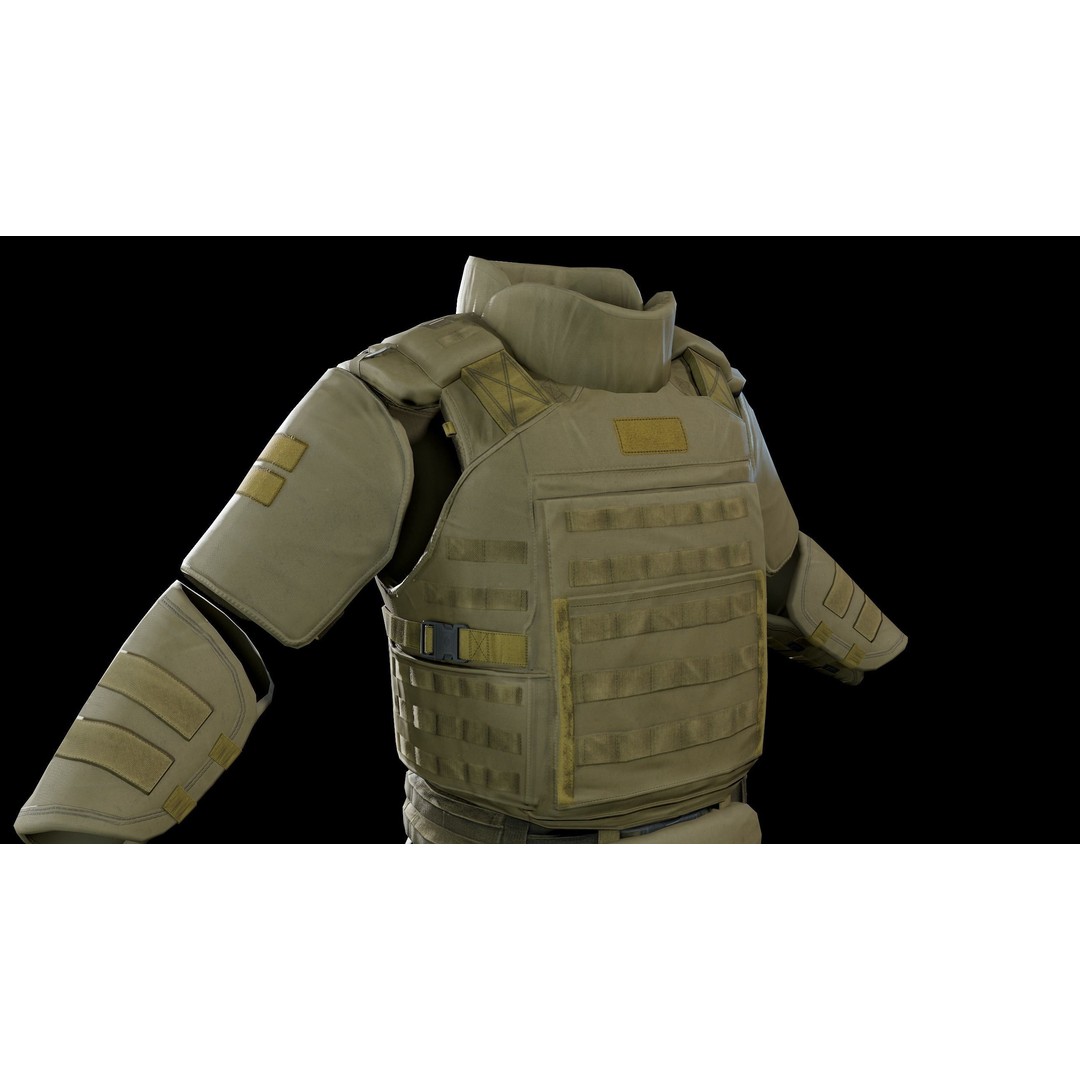 Assault Heavy Armor Vest 3D Model – Low Poly Rigged Game Asset, FBX - View 9