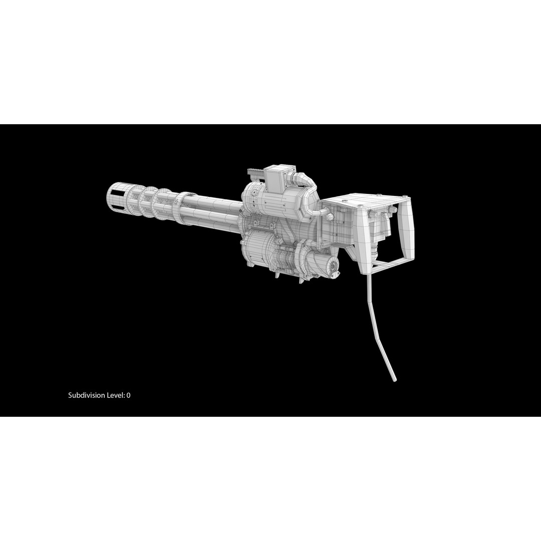 M134 Minigun 3D Model – Low Poly Game Asset, FBX, PBR Textures - View 10